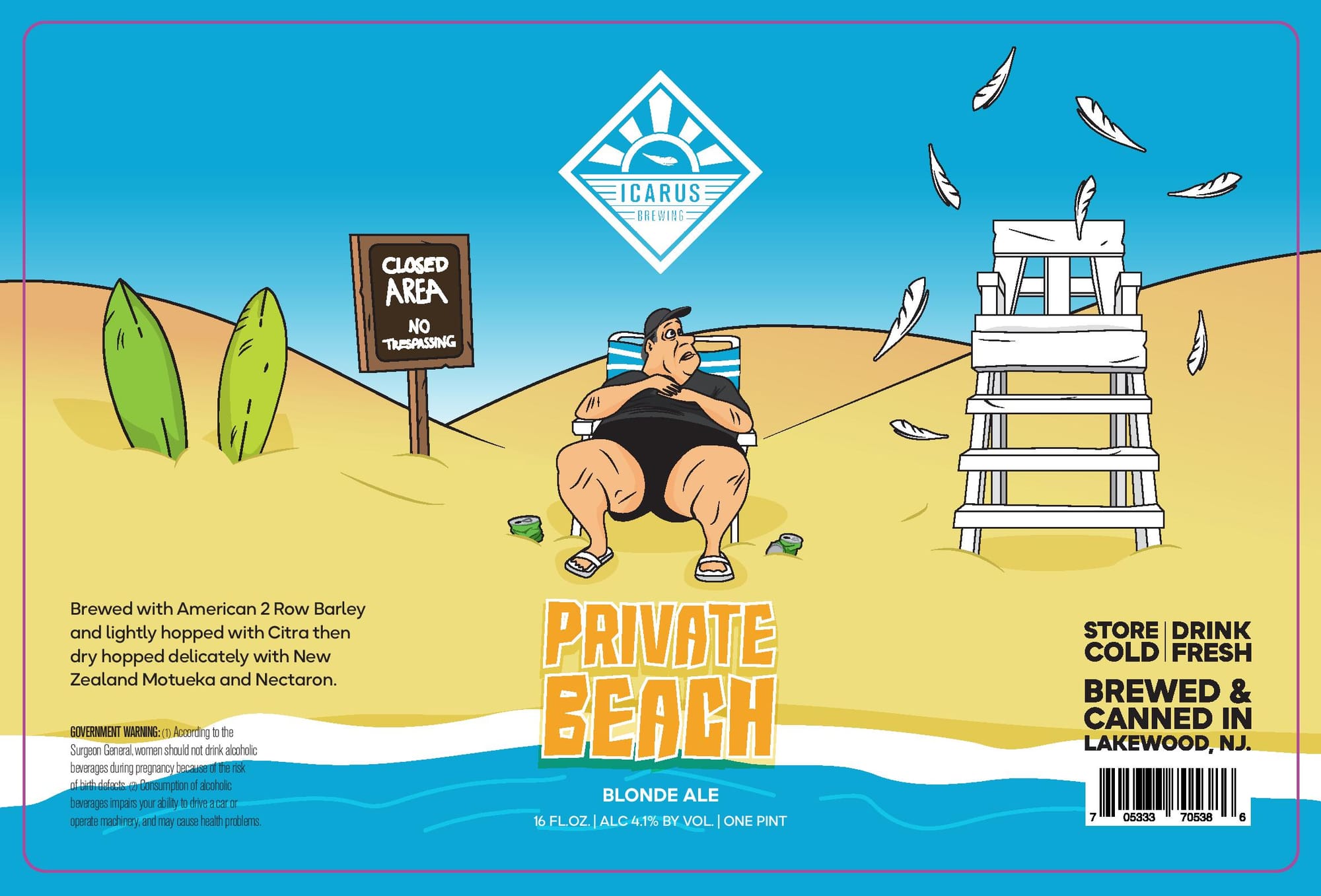 Private Beach by Icarus Brewing - beer label