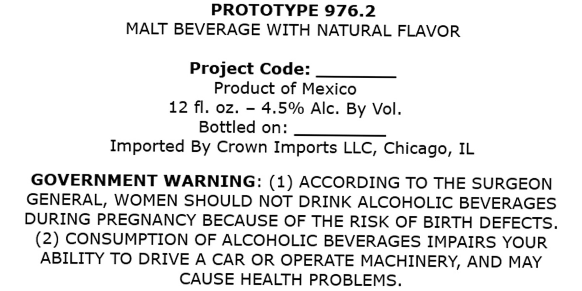 Project Code by Crown Imports - beer label