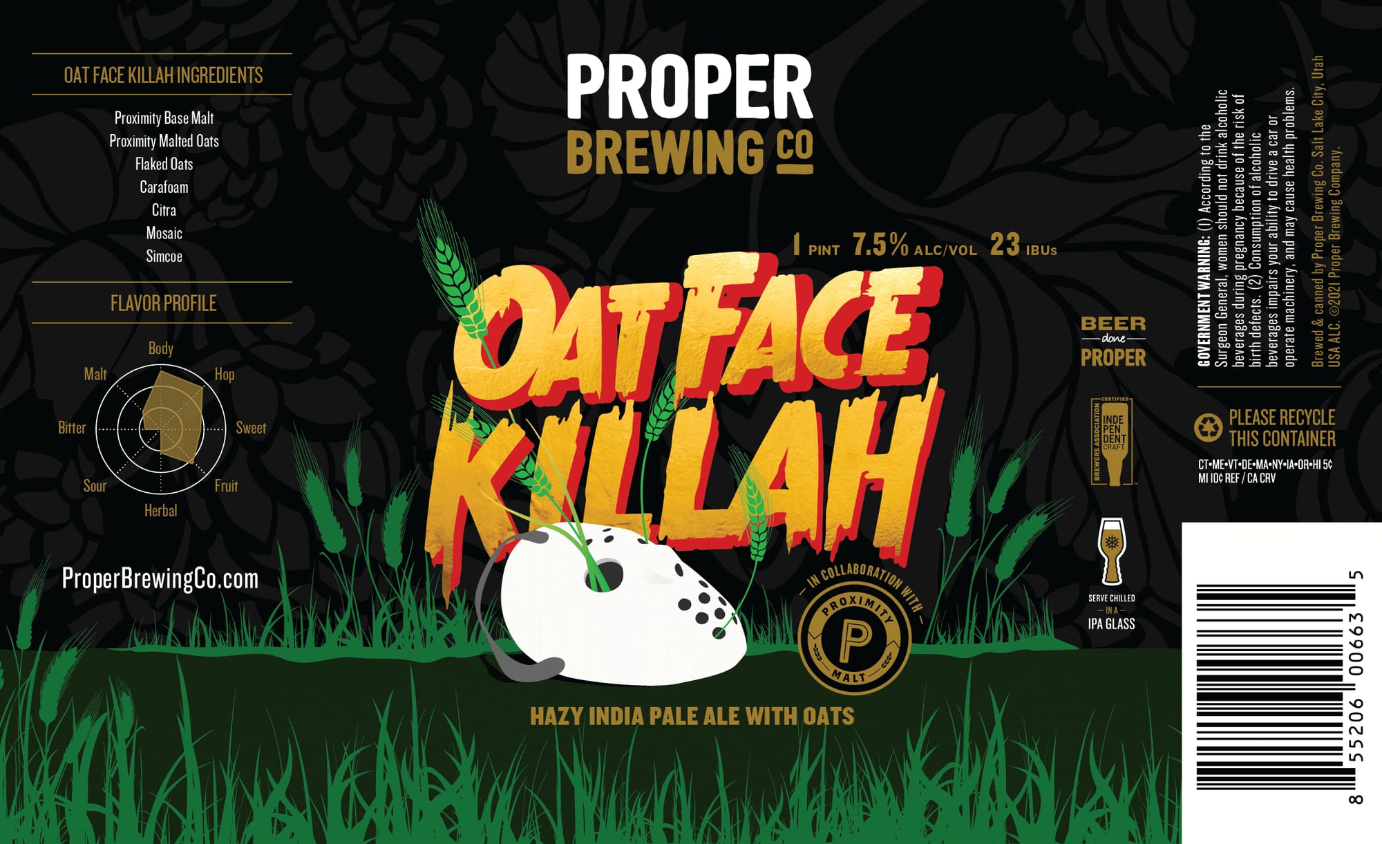 Oat Face by Proper Brewing Co. - beer label