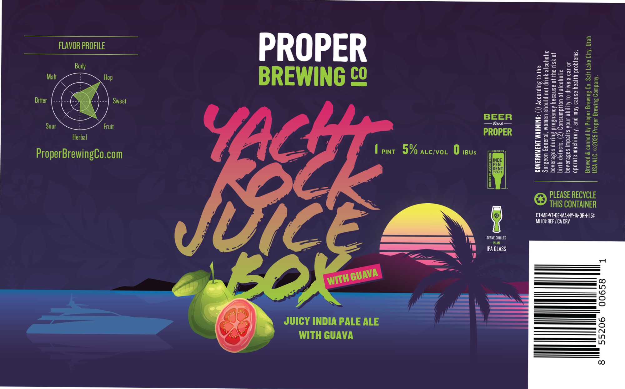 Yacht Rock by Proper Brewing Co. - beer label