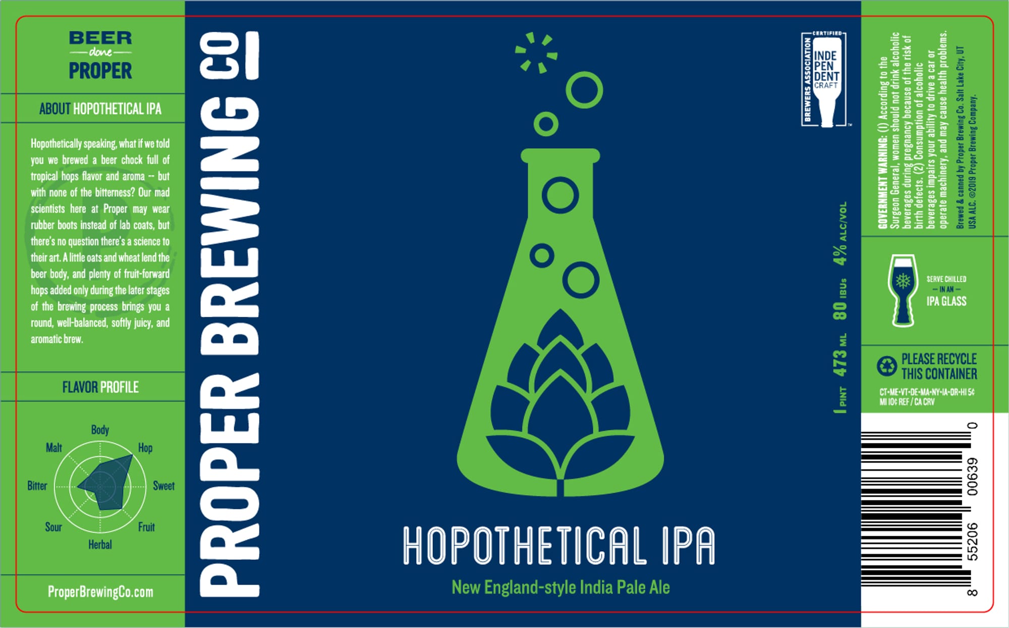 Hypothetical IPA by Proper Brewing Co. - beer label