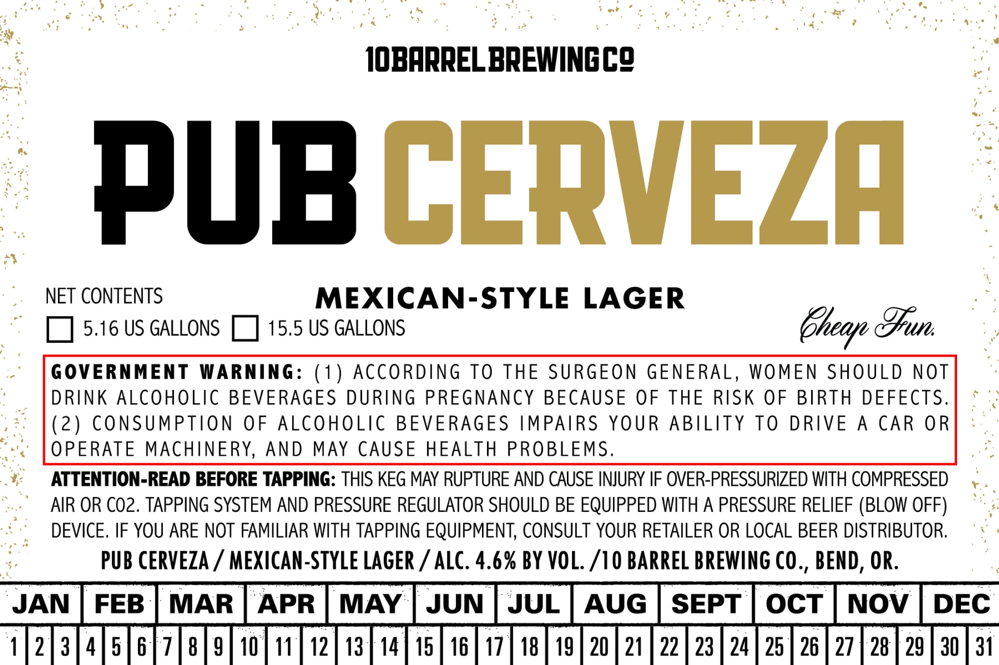 Pub Cerbeza by 10 Barrel Brewing Co. - beer label