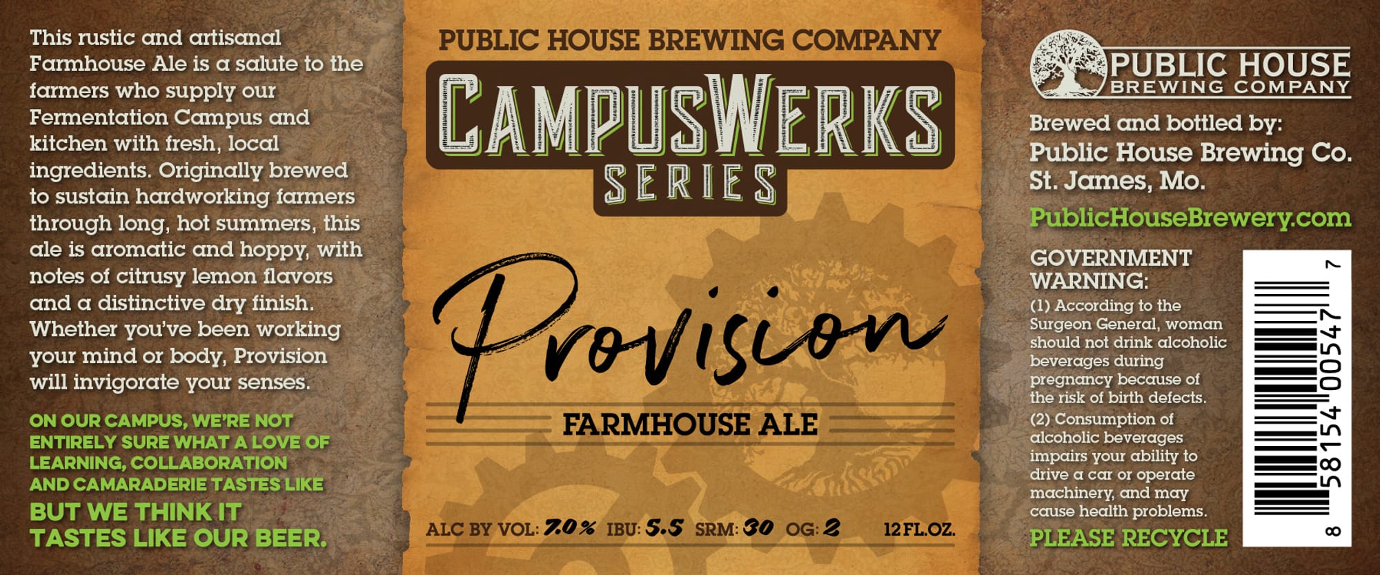 Provision by Public House Brewing Company - beer label