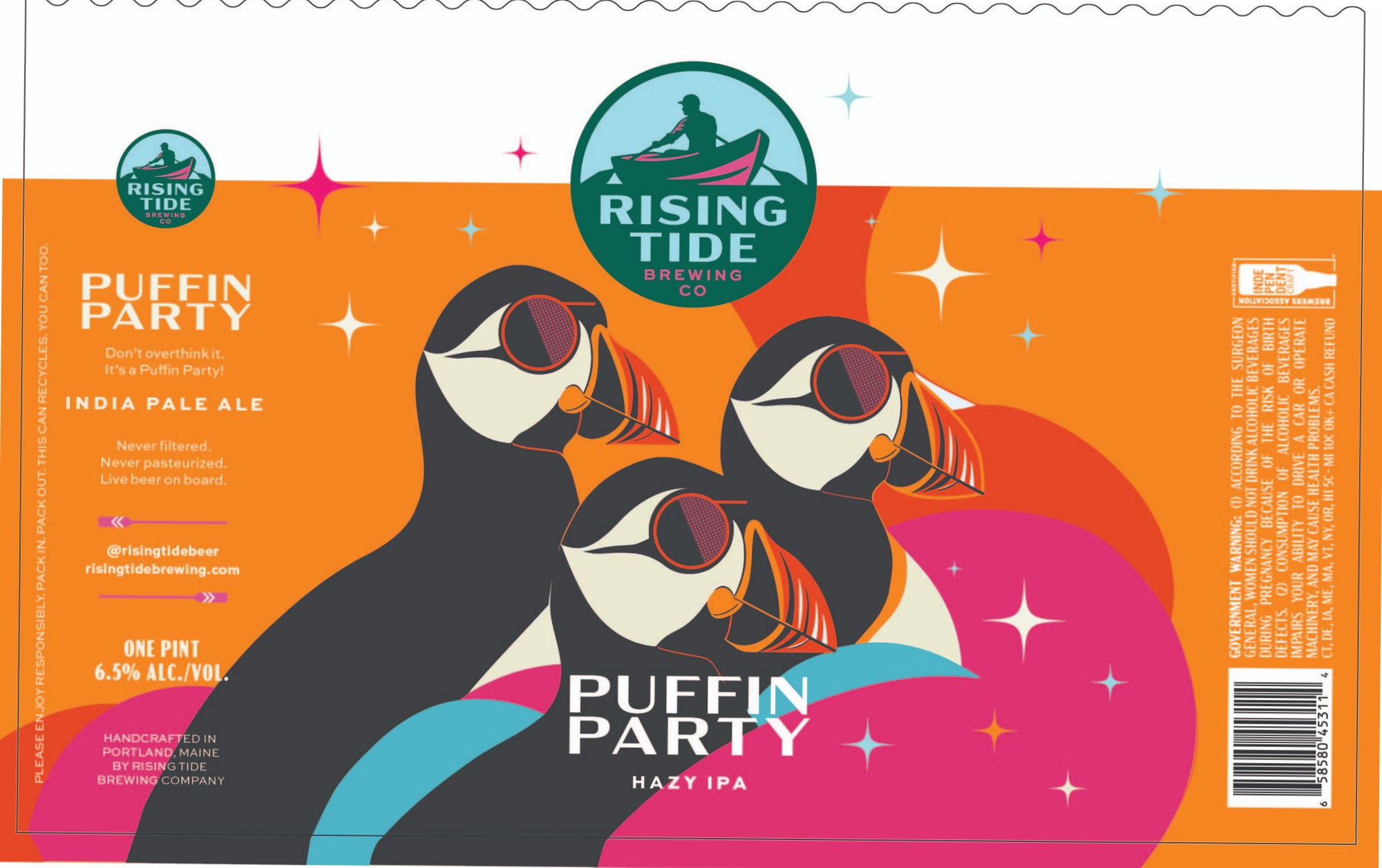 Puffin Party by Rising Tide Brewing Co. - beer label