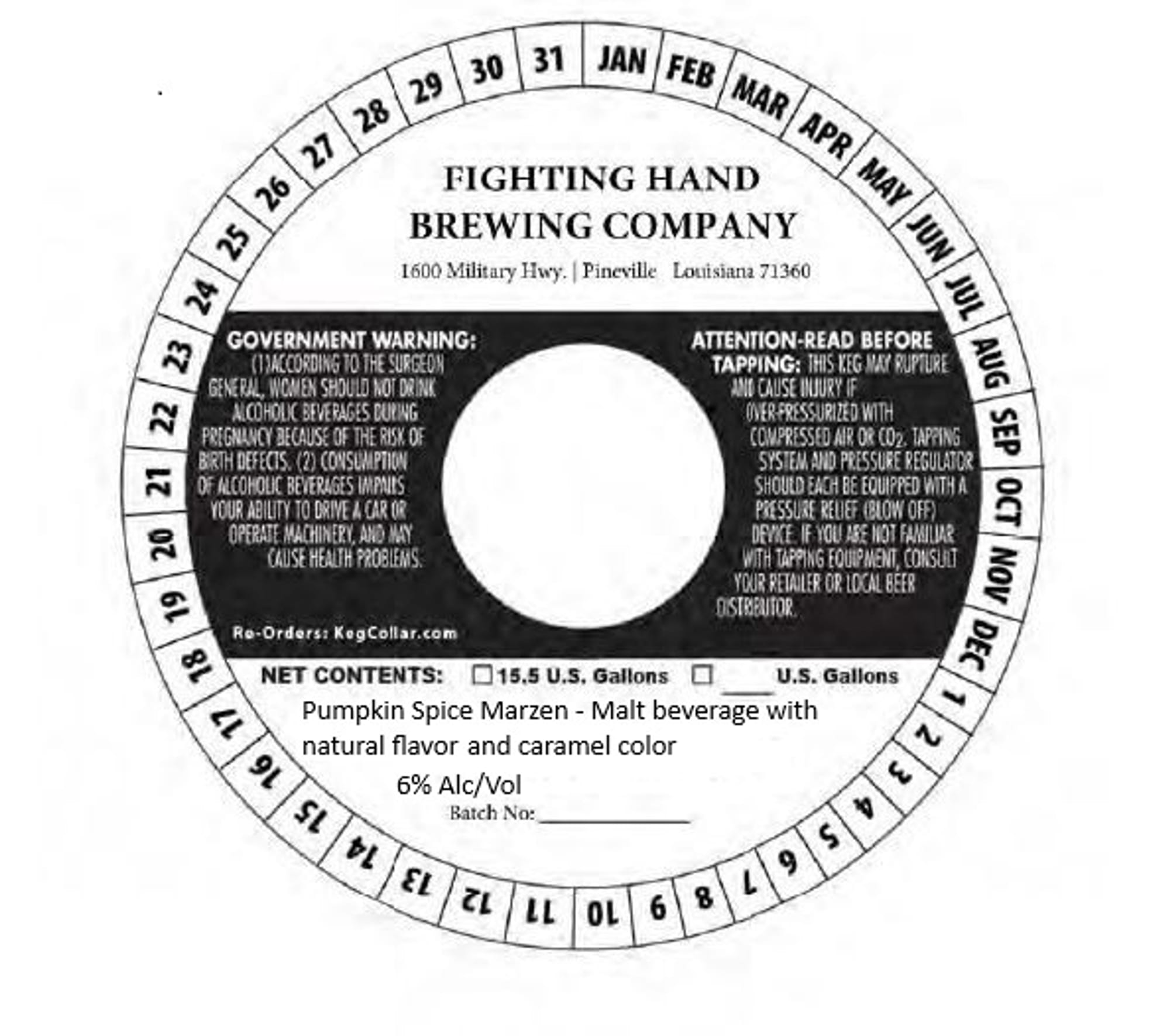 Pumpkin Spice Marzen by Fighting Hand Brewing Company - beer label