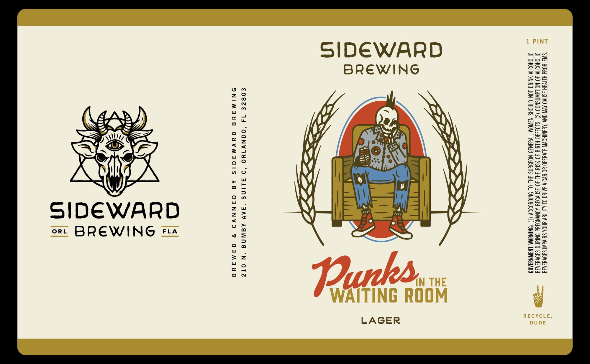 Punks in the Waiting Room Lager by Sideward Brewing - beer label