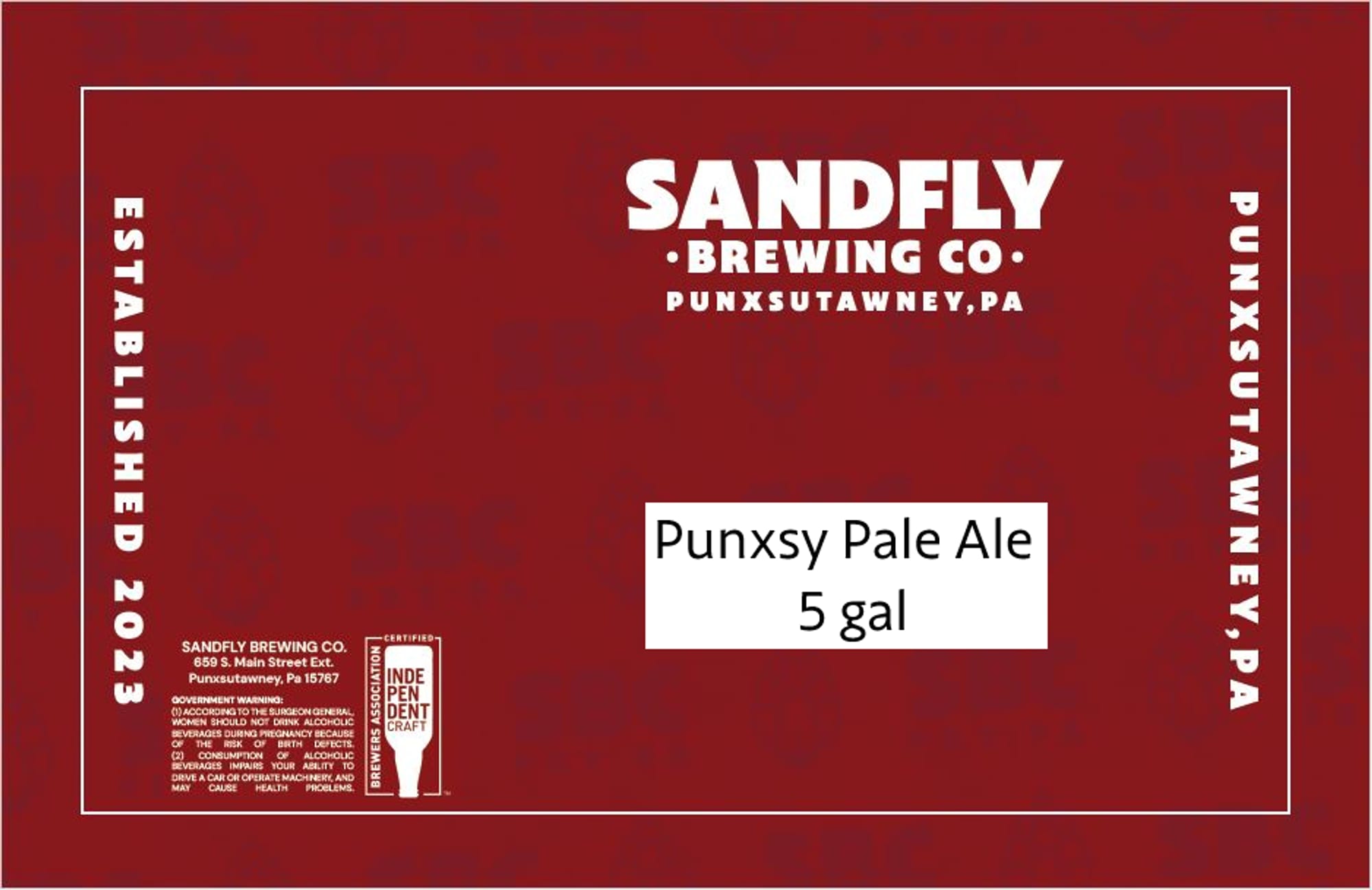 Punxsxy Pale Ale by Sandfly Brewing Co. - beer label