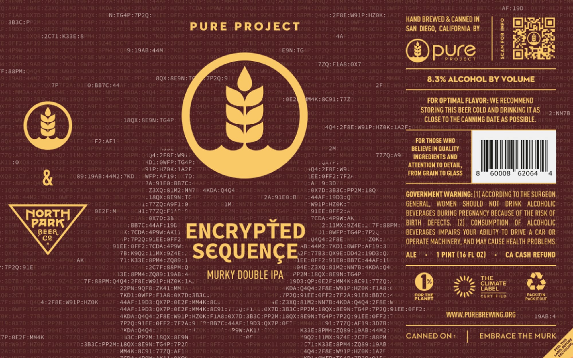 Encrypted Sequence by Pure Project - beer label
