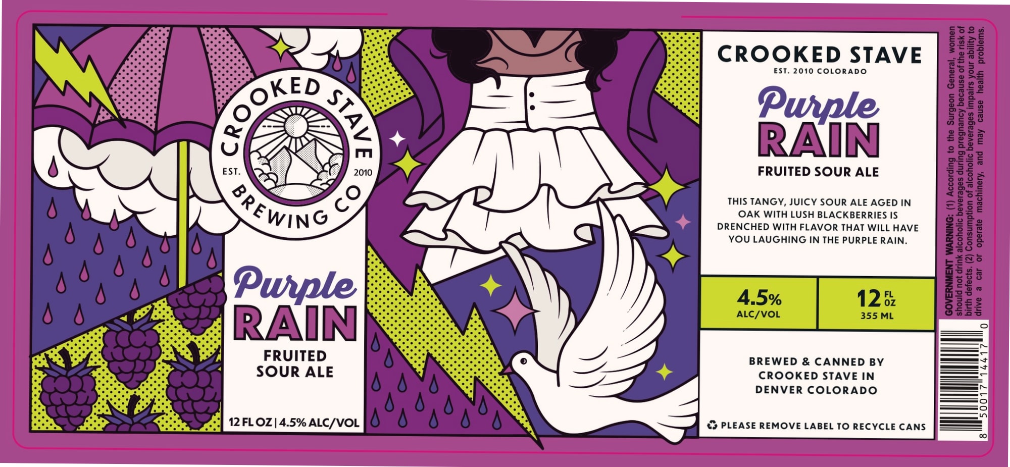 Purple Rain by Crooked Stave Brewing Co. - beer label