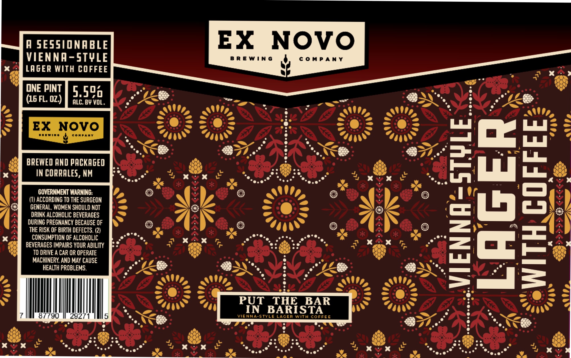 Put the Bar in Barista by Ex Novo Brewing Company - beer label