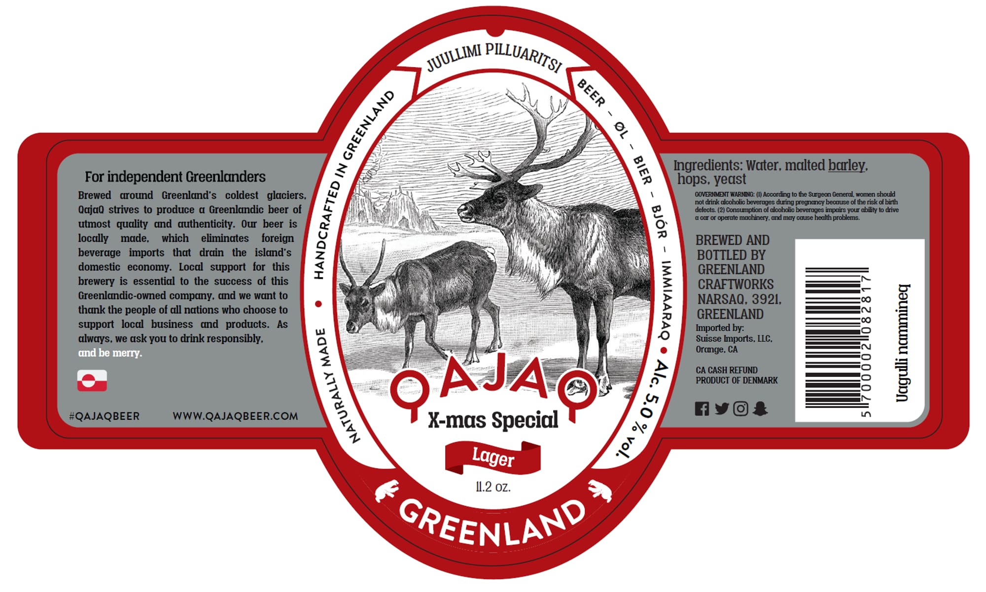 X-mas Special Lager by Qajaq Beer - beer label