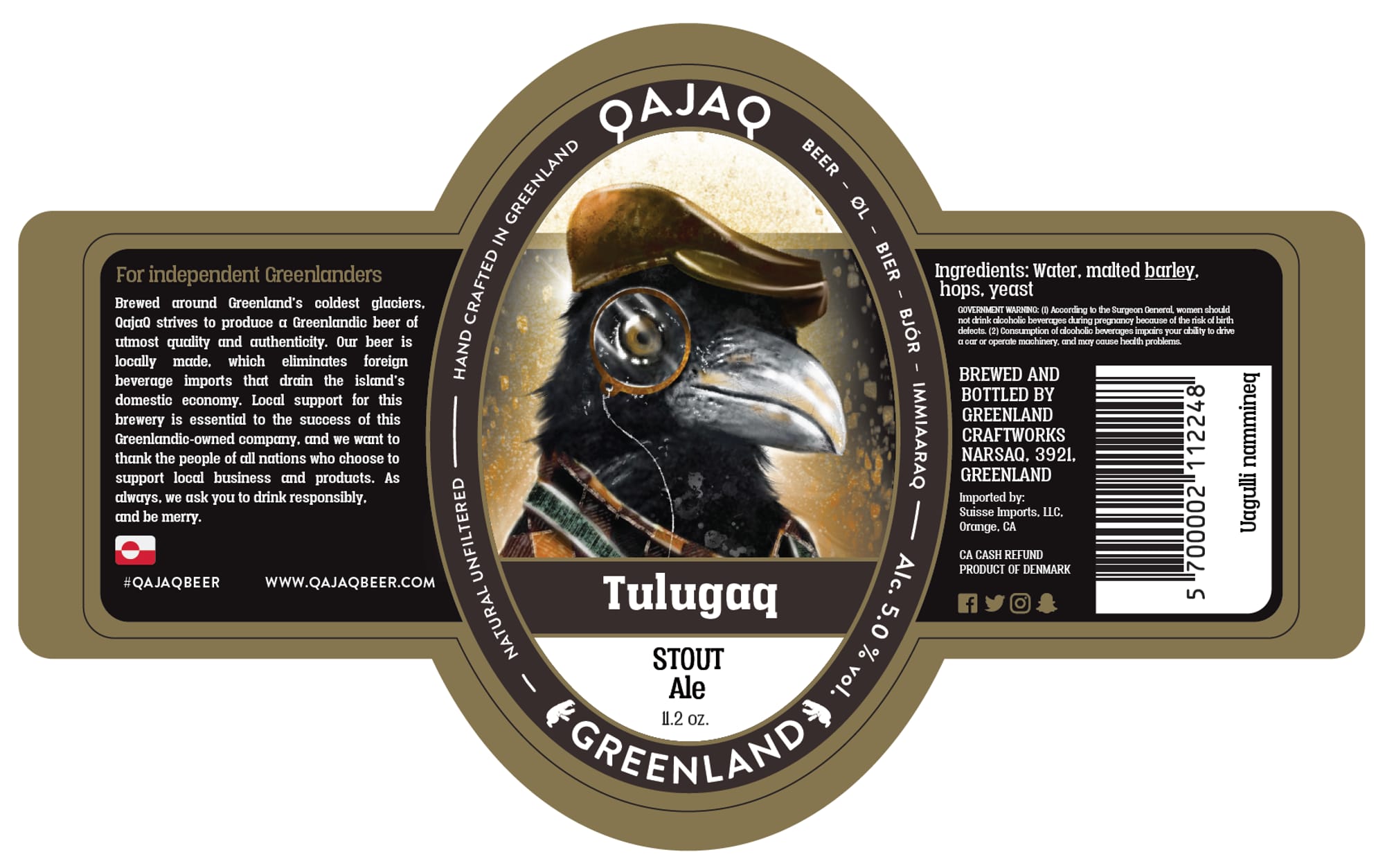 Tulugaq Stout Ale by Qajaq - beer label