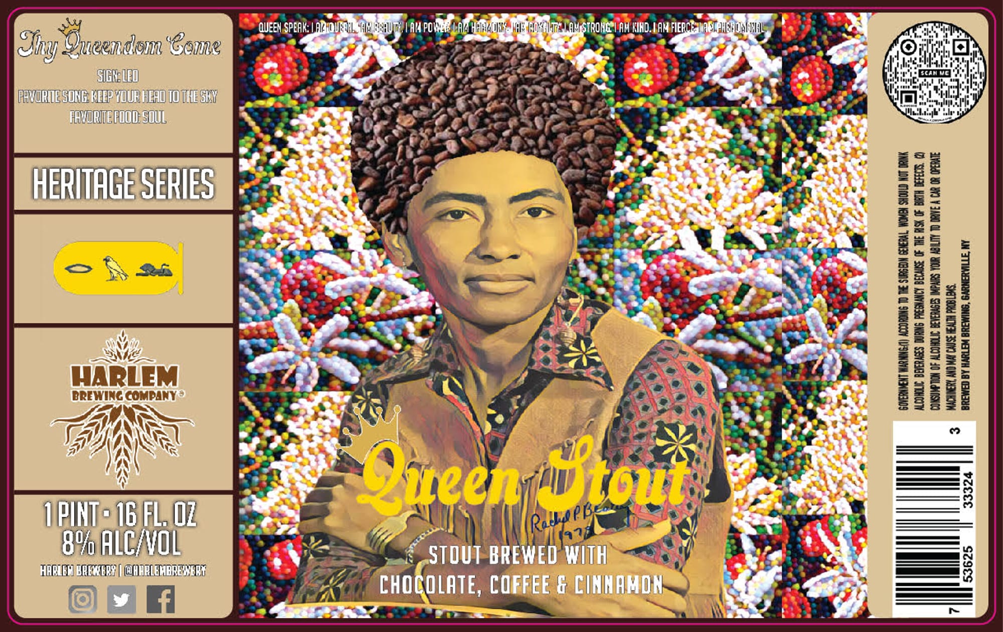 Queen Stout by Harlem Brewing Company - beer label