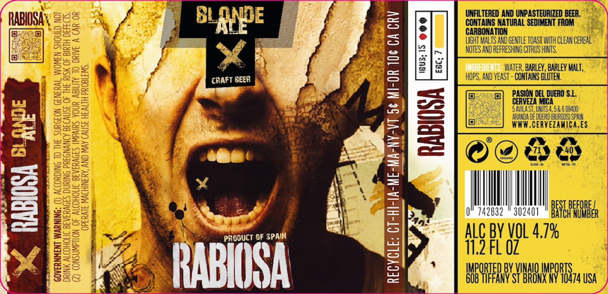 Rabiosa Blonde Ale by Cervecería Rabiosa - beer label