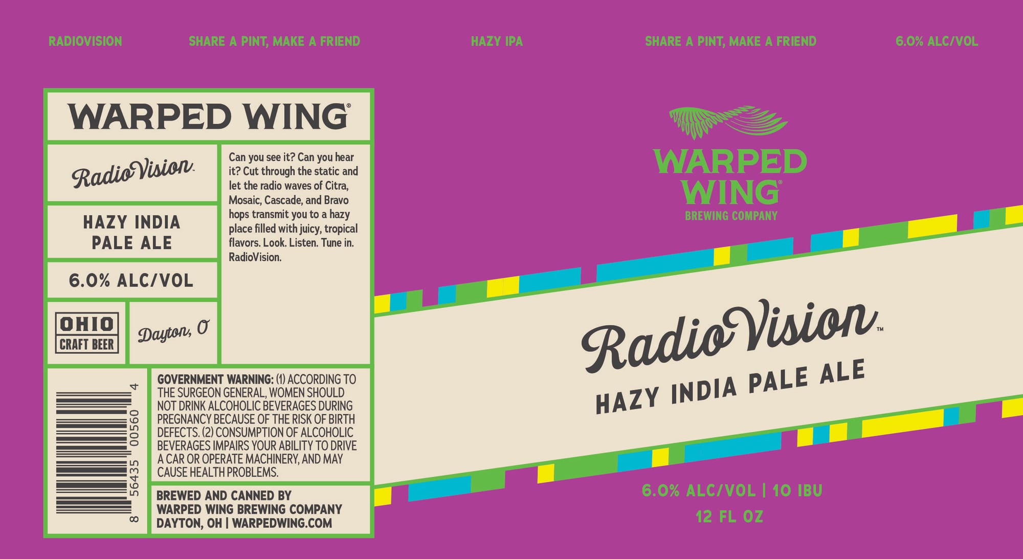 Radio Vision by Warped Wing Brewing Company - beer label