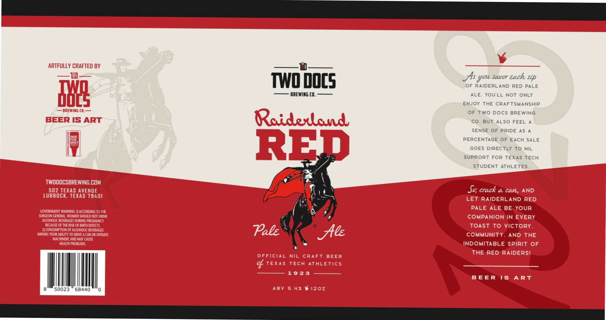 Raiderland Red by Two Docs Brewing Co. - beer label