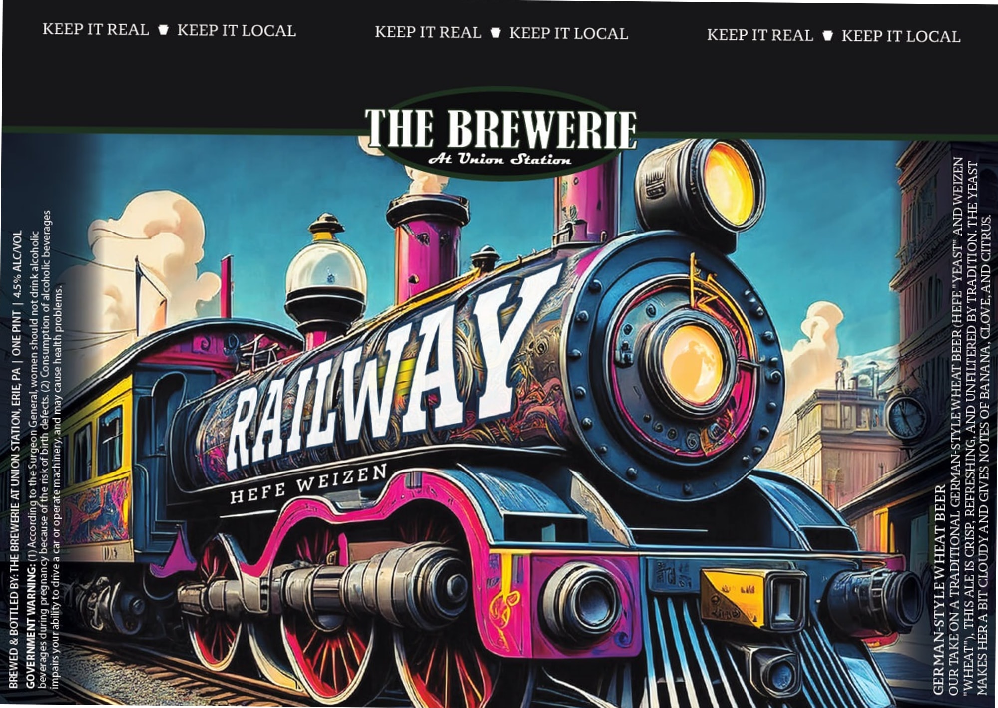 Railway Hefe Weizen by The Brewerie at Union Station - beer label