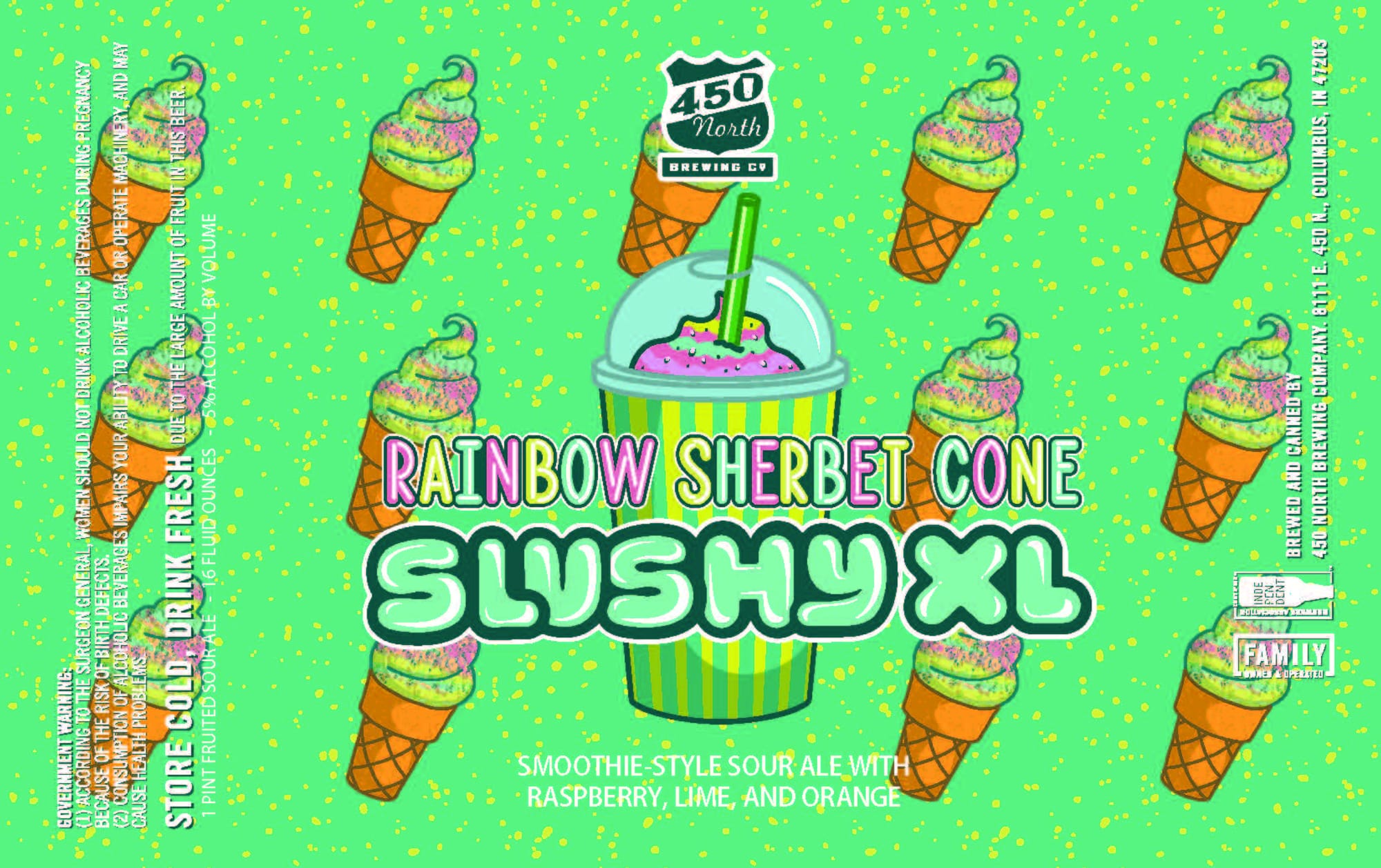 Rainbow Sherbet Cone SlushyXL by 450 North Brewing - beer label