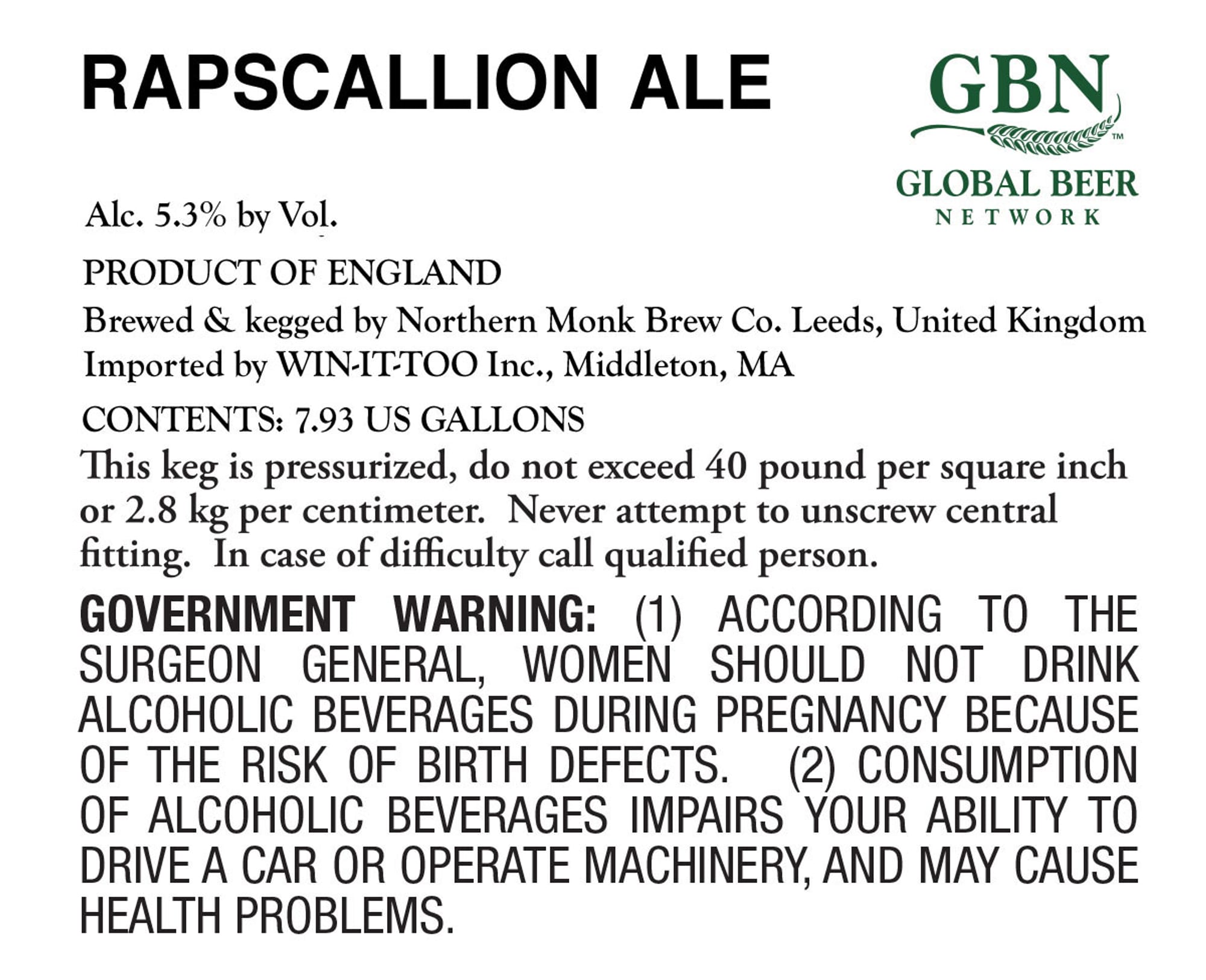 RapsCallion Ale by Global Beer Network - beer label