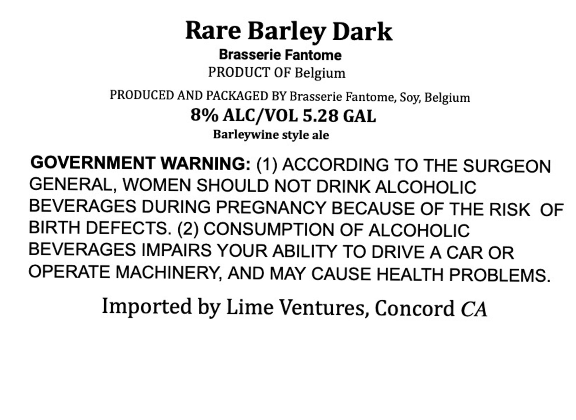 Rare Barley Dark by Brasserie Fantome - beer label