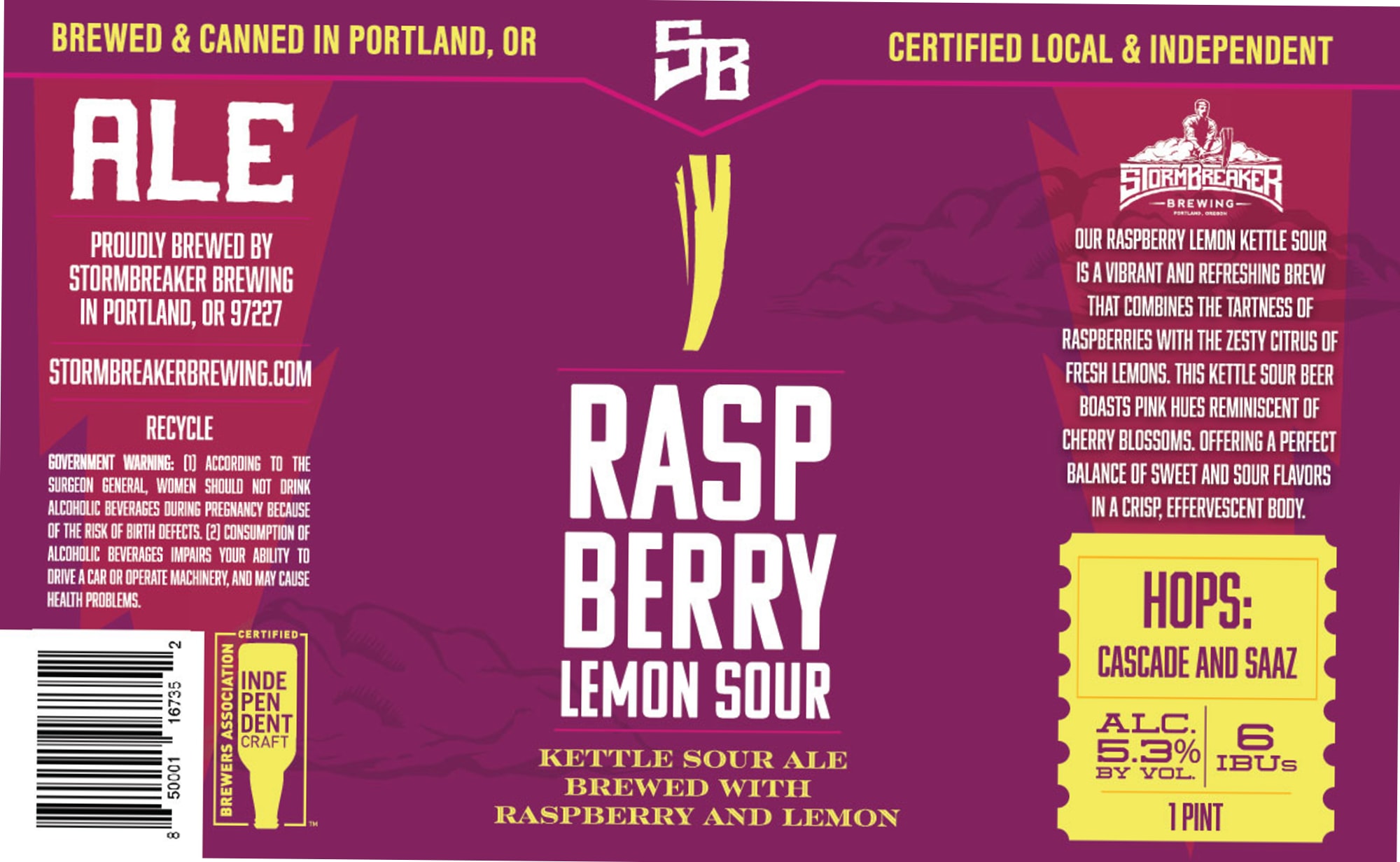 Rasp-Berry Lemon Sour by Stormbreaker Brewing - beer label