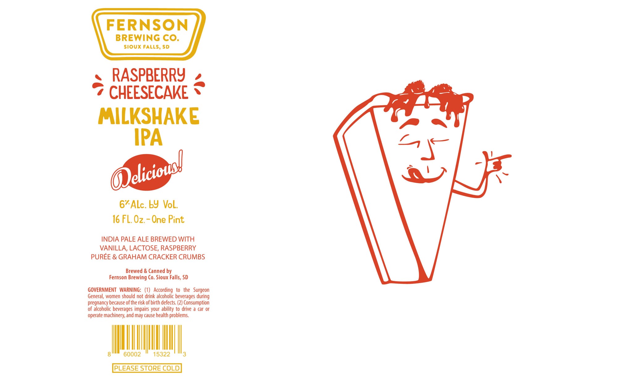 Raspberry Cheesecake Milkshake IPA by Fernson Brewing Co. - beer label