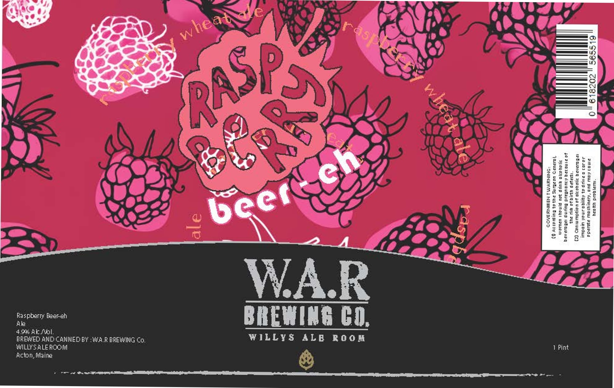 Raspberry Wheat Ale by W.A.R. Brewing Co. - beer label