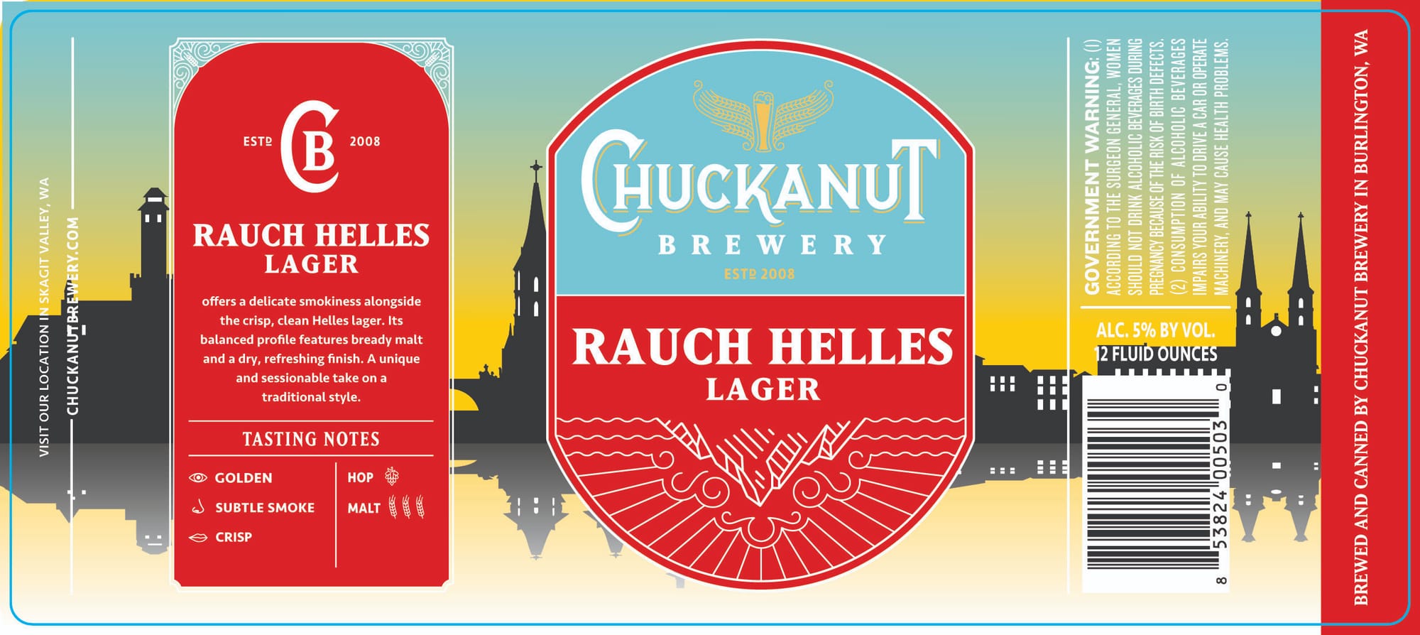 Rauch Helles Lager by Chuckanut Brewery - beer label
