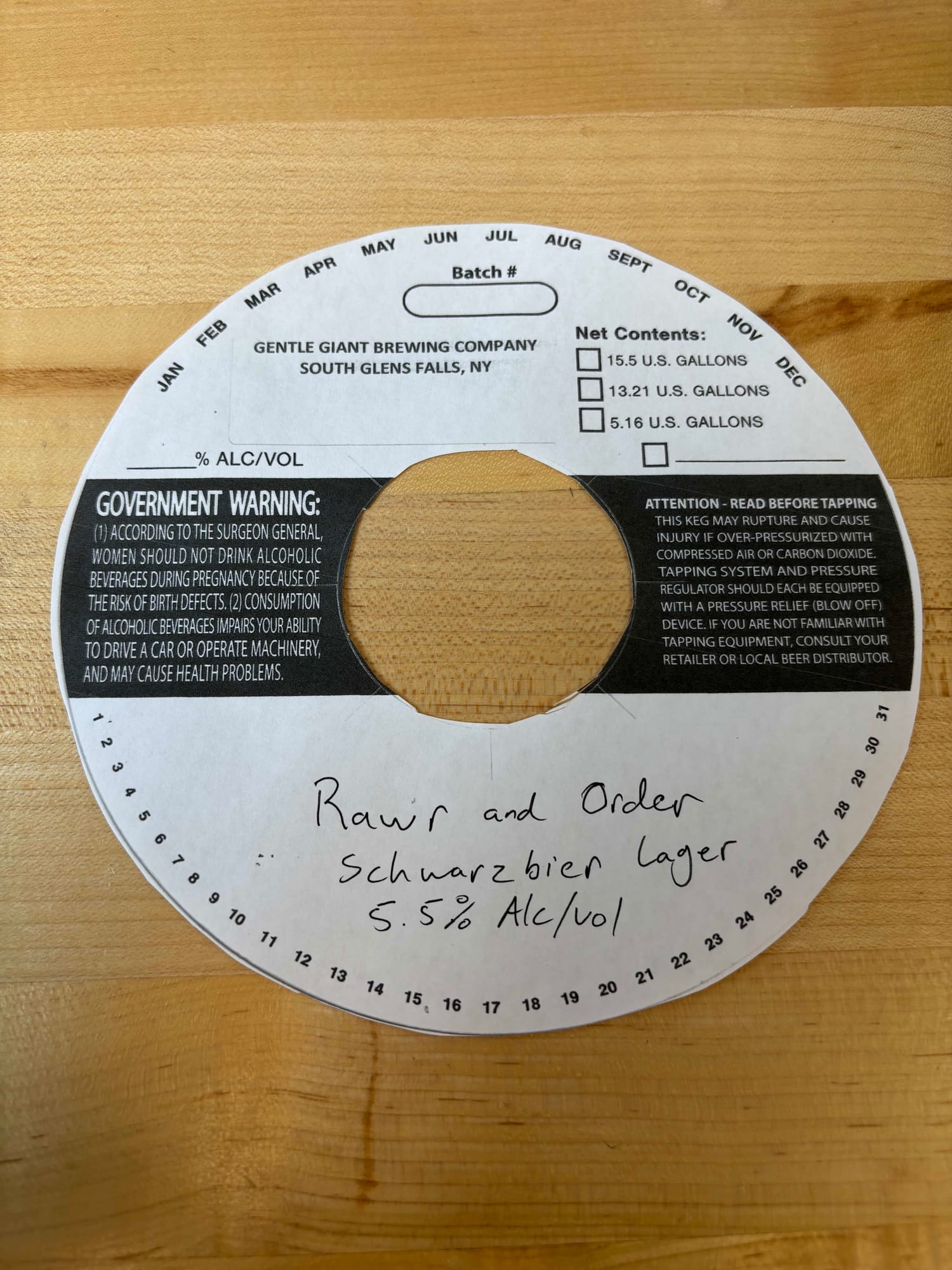 Rawr and Order by Gentle Giant Brewing Company - beer label