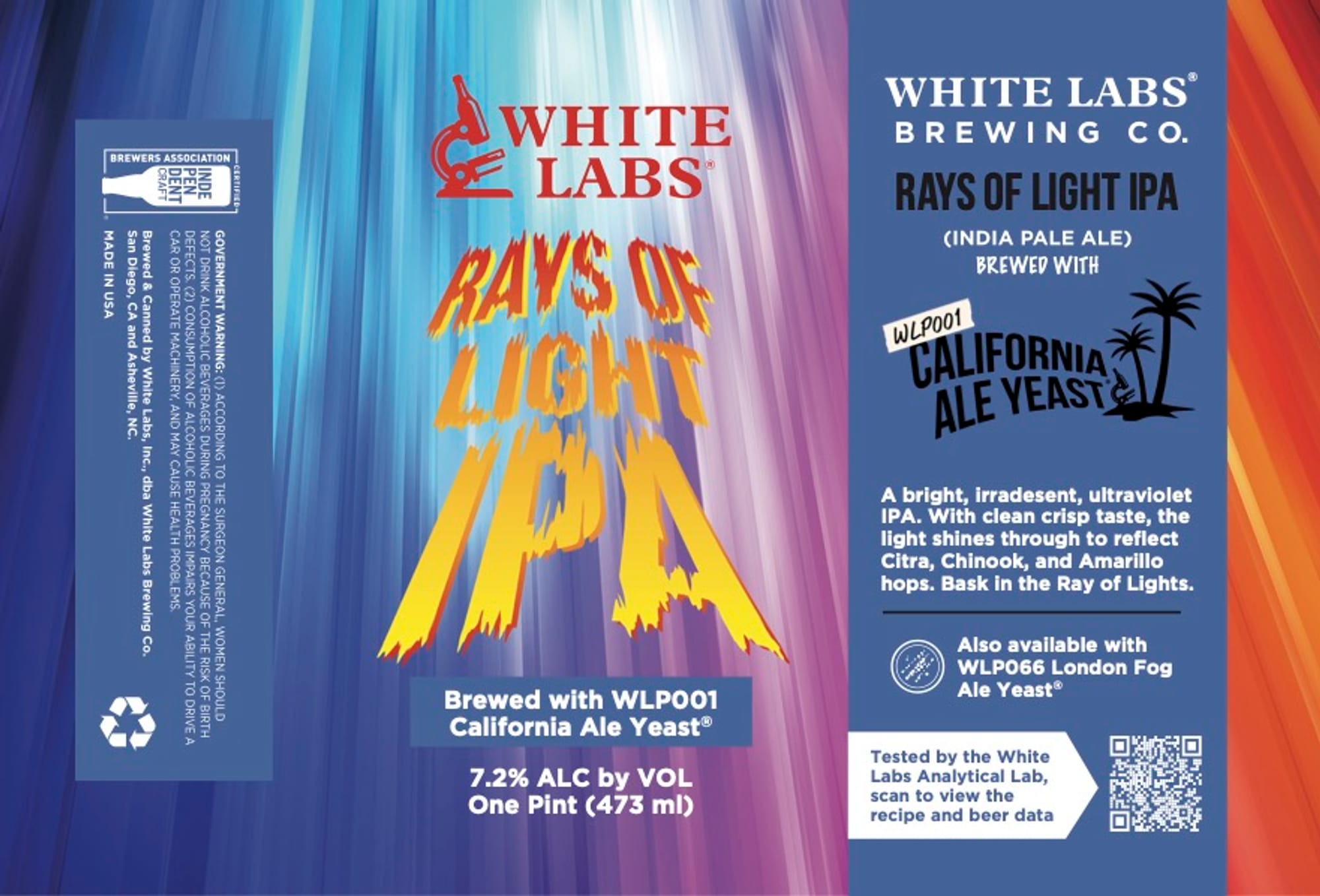 Rays of Light IPA by White Labs Brewing Co. - beer label