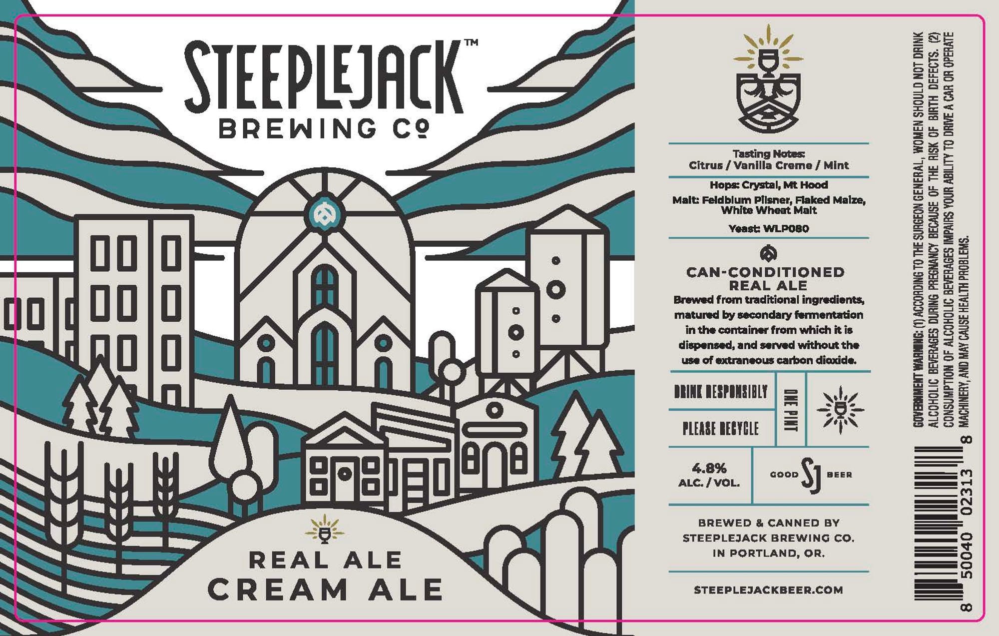 Real Ale Cream Ale by Steeplejack Brewing Co. - beer label