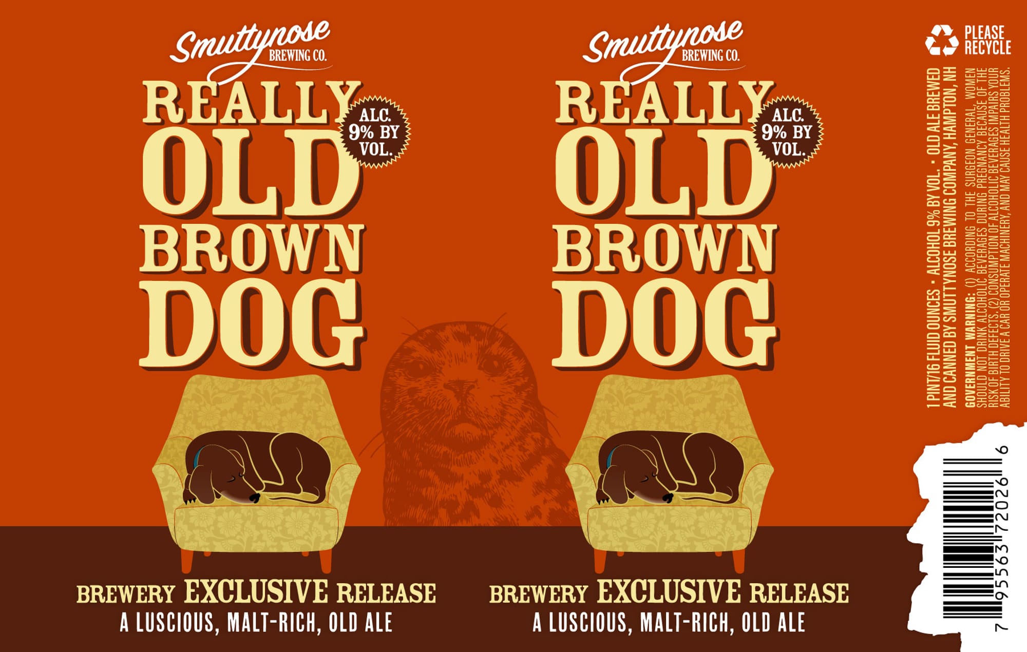 Really Old Brown Dog by Smuttynose Brewing Co. - beer label