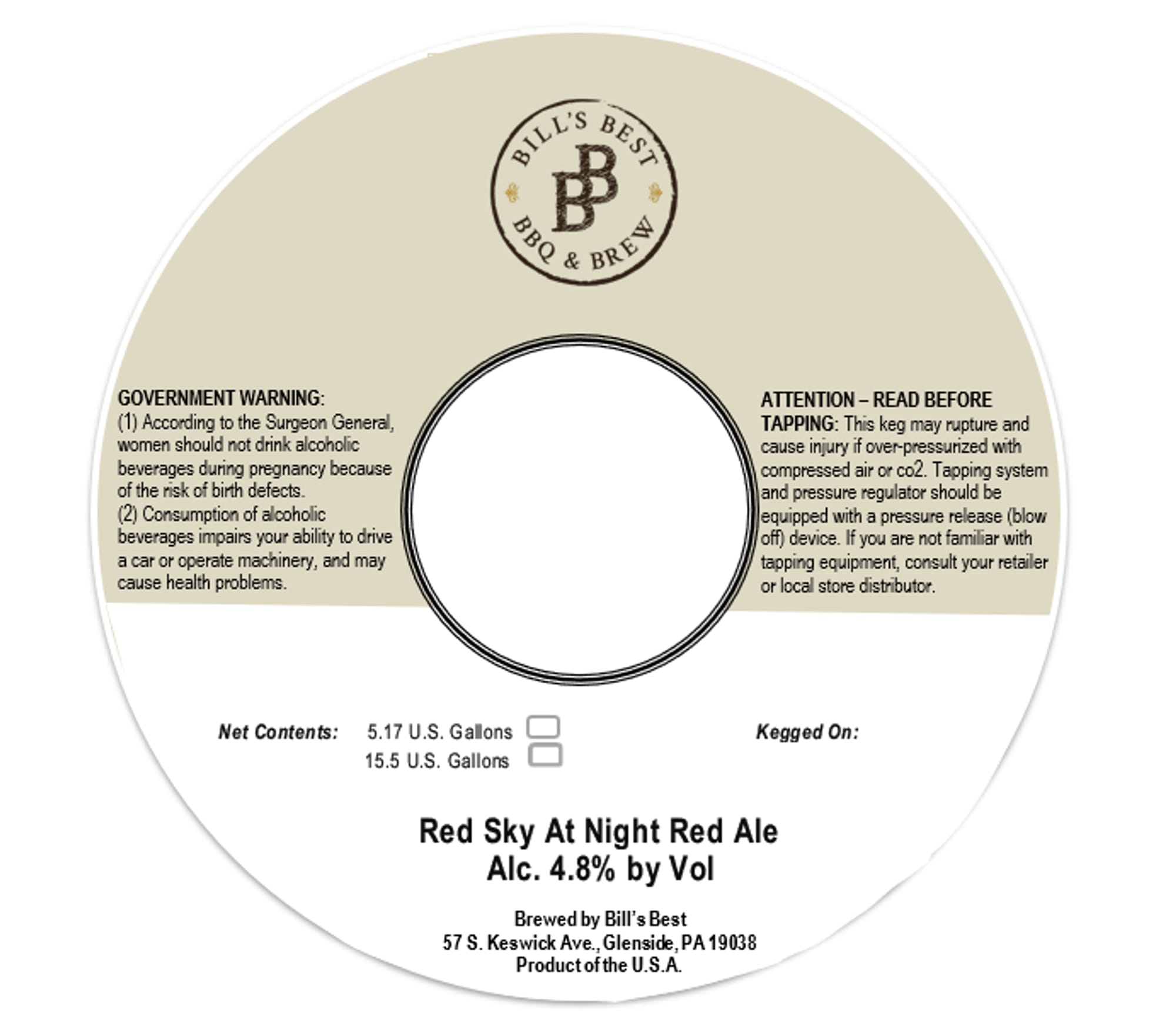 Red Sky At Night Red Ale by Bill’s Best - beer label