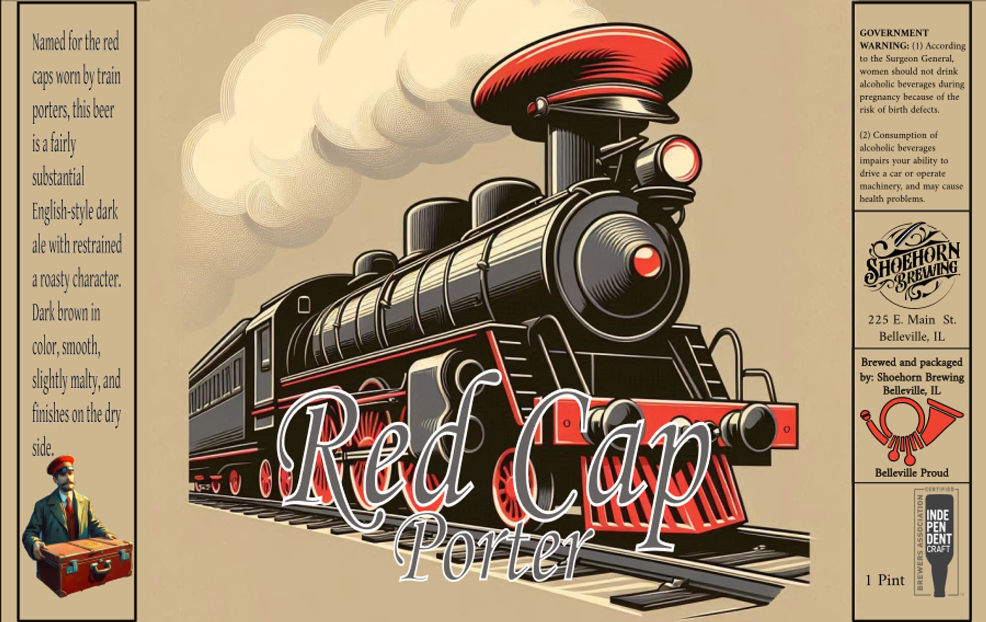 Red Cap Porter by Shoehorn Brewing - beer label