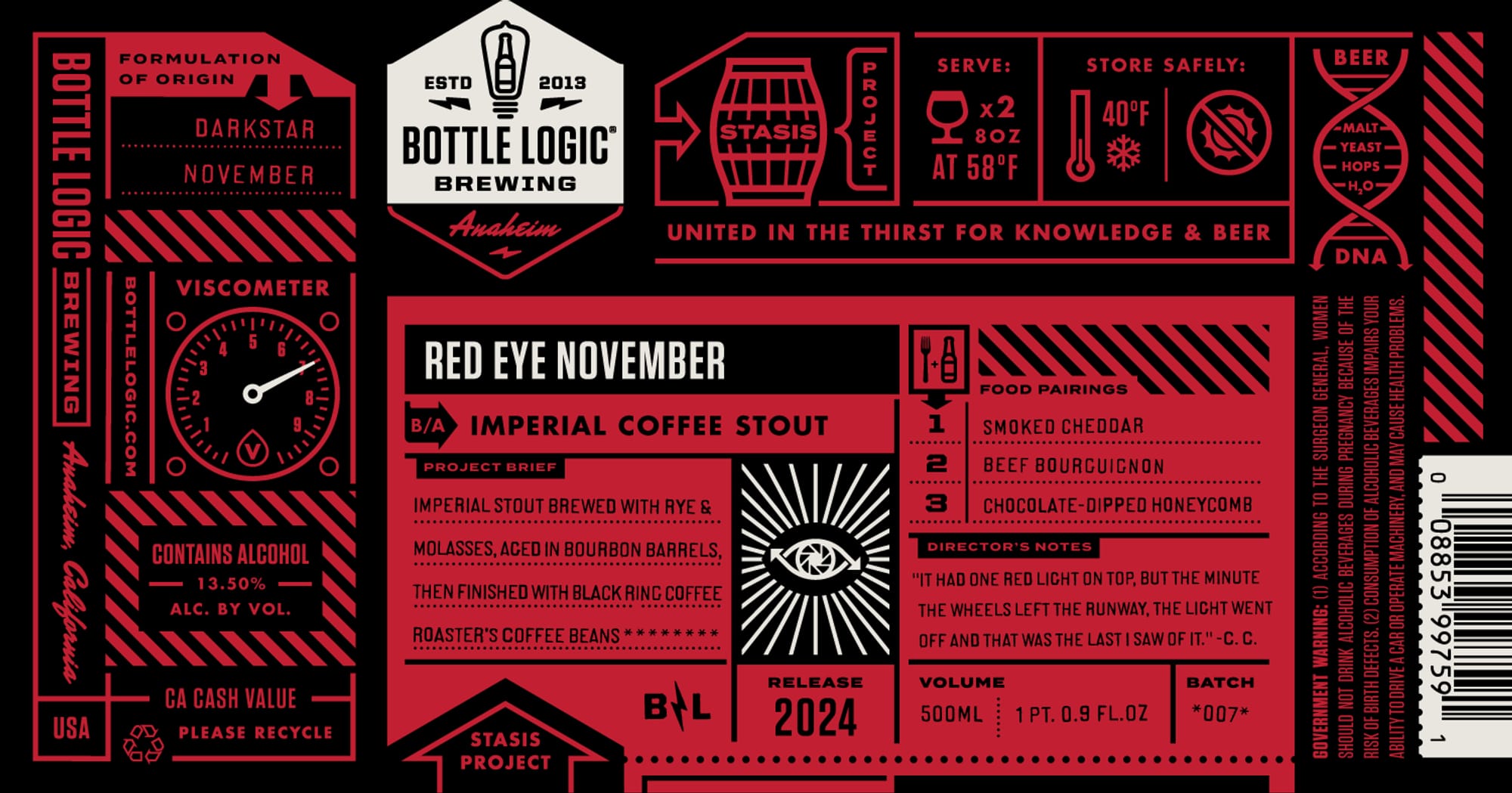 Red Eye November by Bottle Logic Brewing - beer label