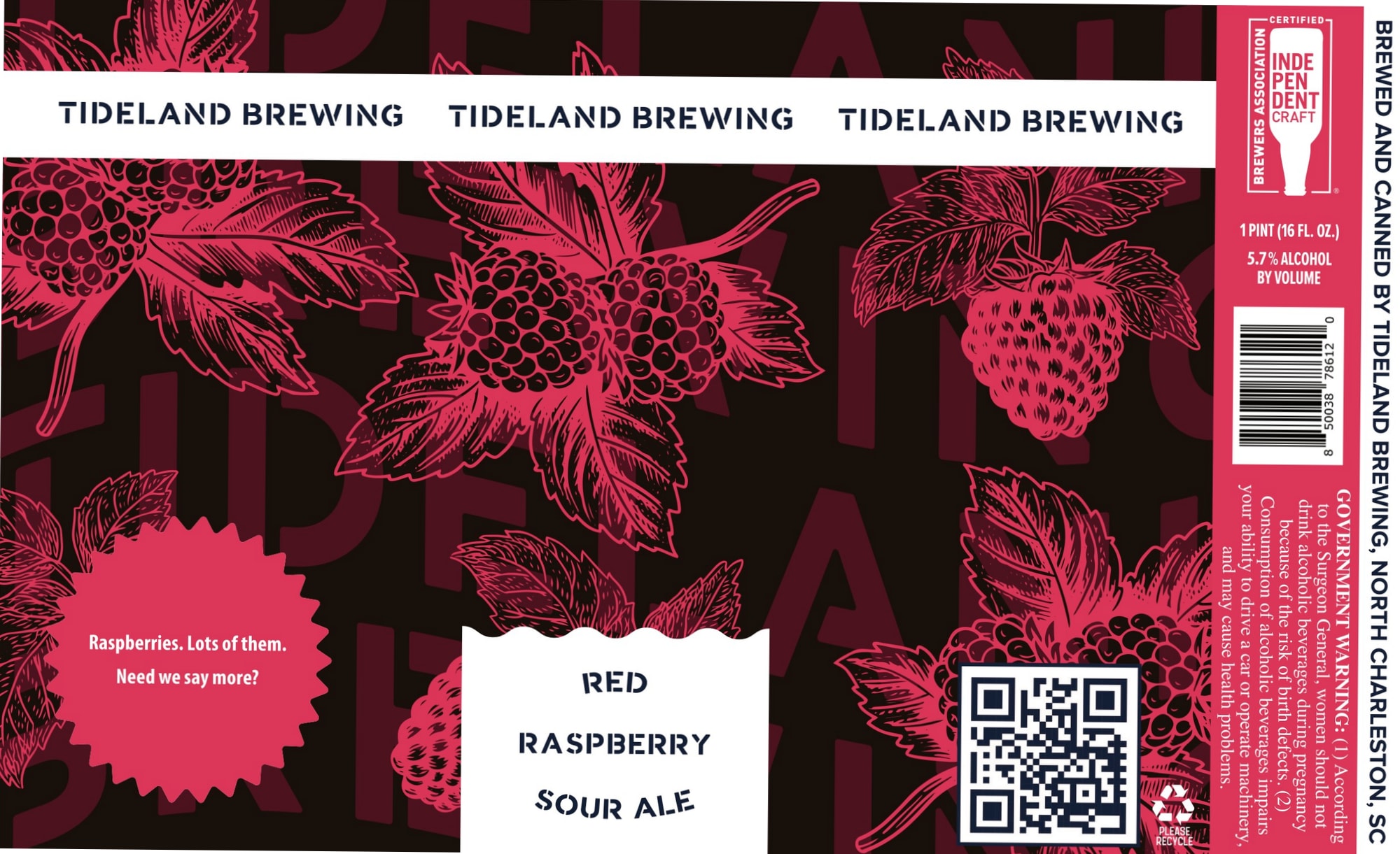 Red Raspberry Sour Ale by Tideland Brewing - beer label