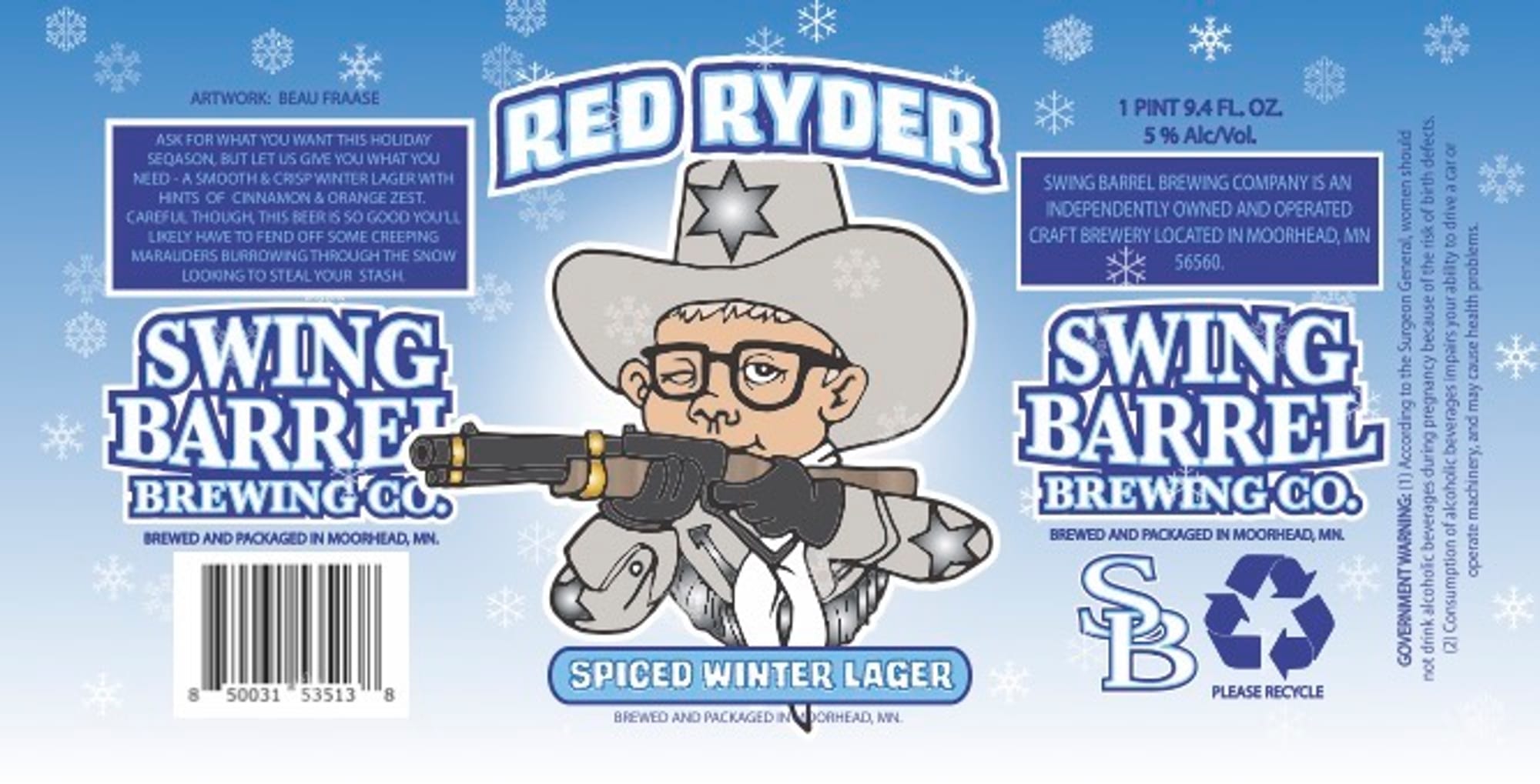 Red Ryder by Swing Barrel Brewing Co. - beer label