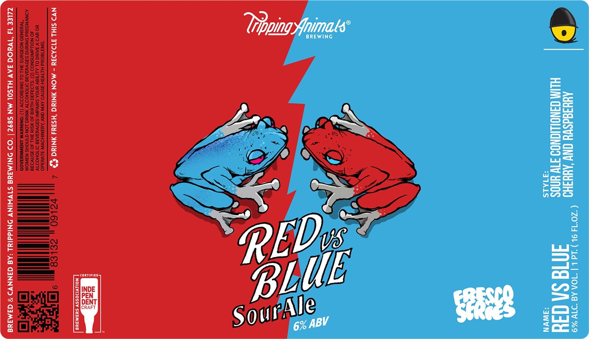 RED VS BLUE by TRIPPING ANIMALS BREWING - beer label