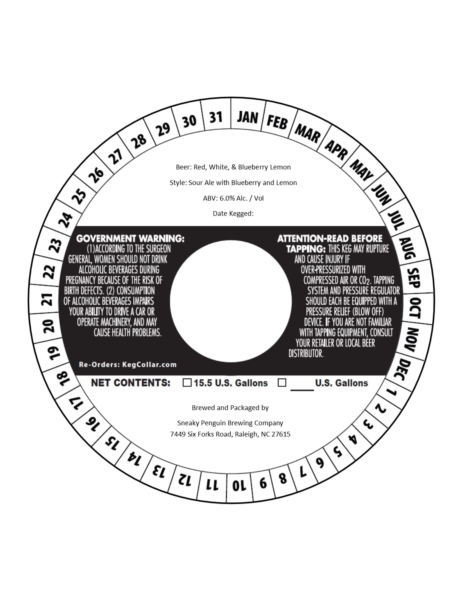 Red, White, & Blueberry Lemon by Sneaky Penguin Brewing Company - beer label