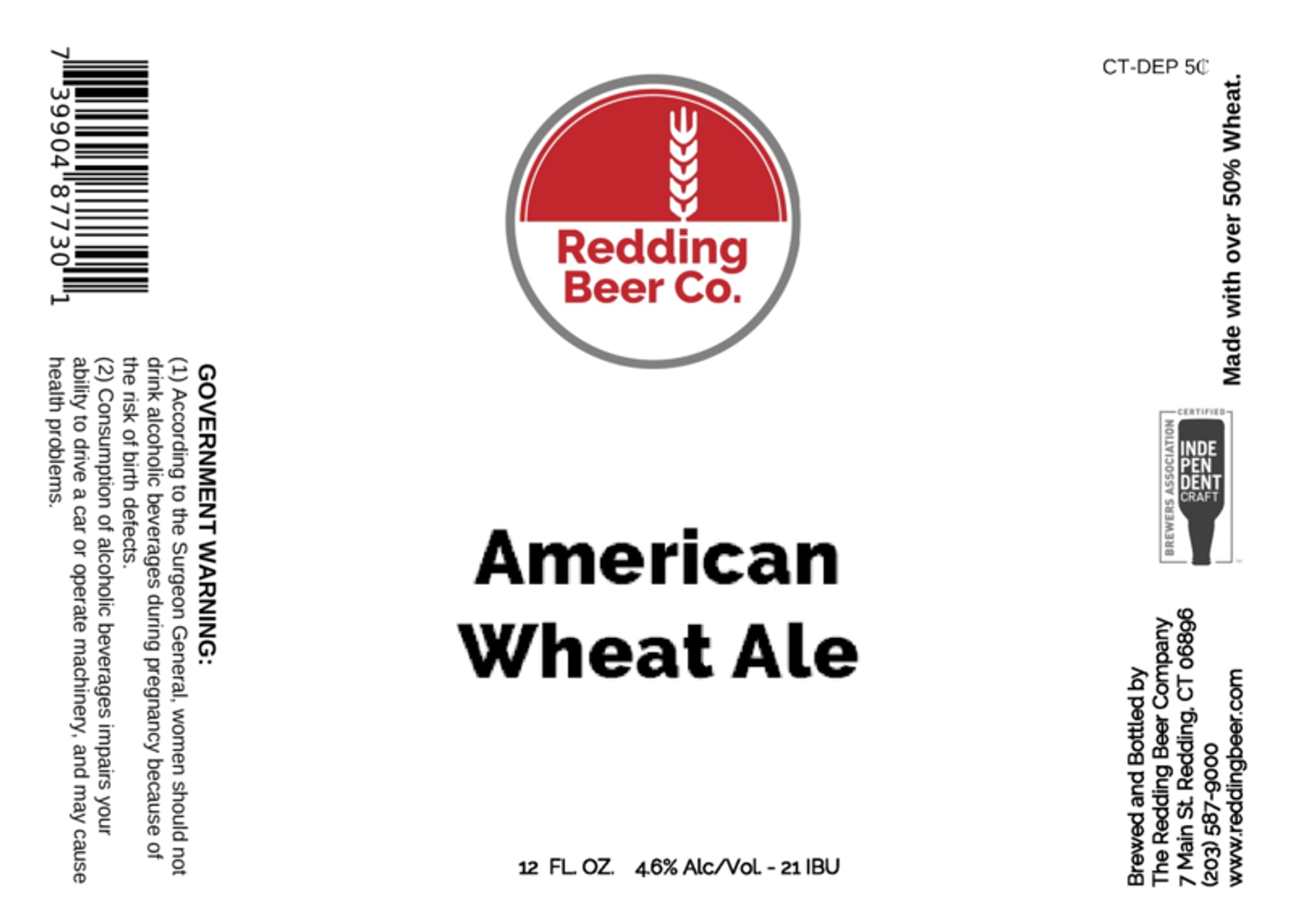 American Wheat Ale by Redding Beer Co. - beer label