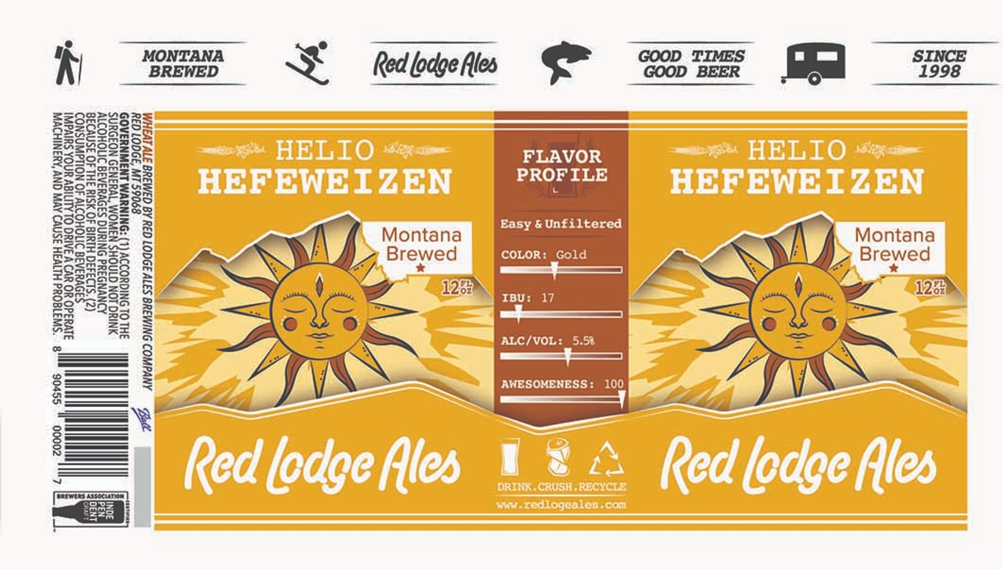 Helio Hefeweizen by Red Lodge Ales - beer label