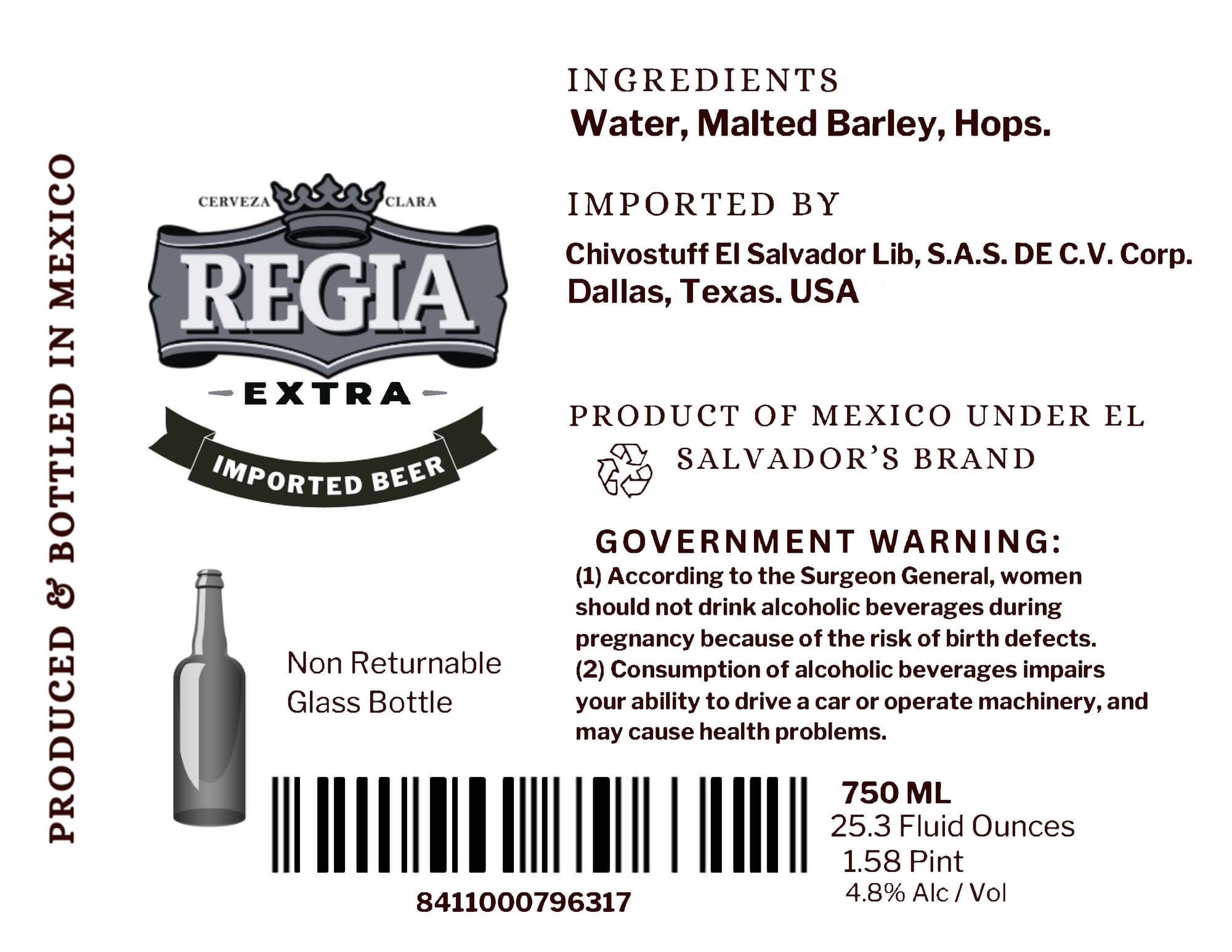 Regia Extra by El Salvador’s Brand - beer label