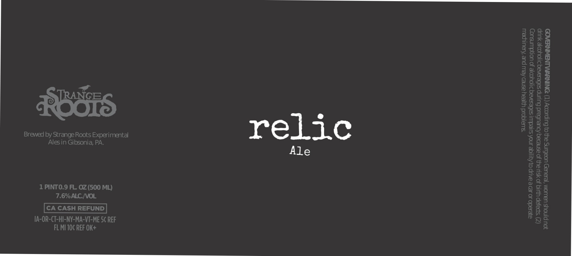 Relic by Strange Roots Experimental Ales - beer label