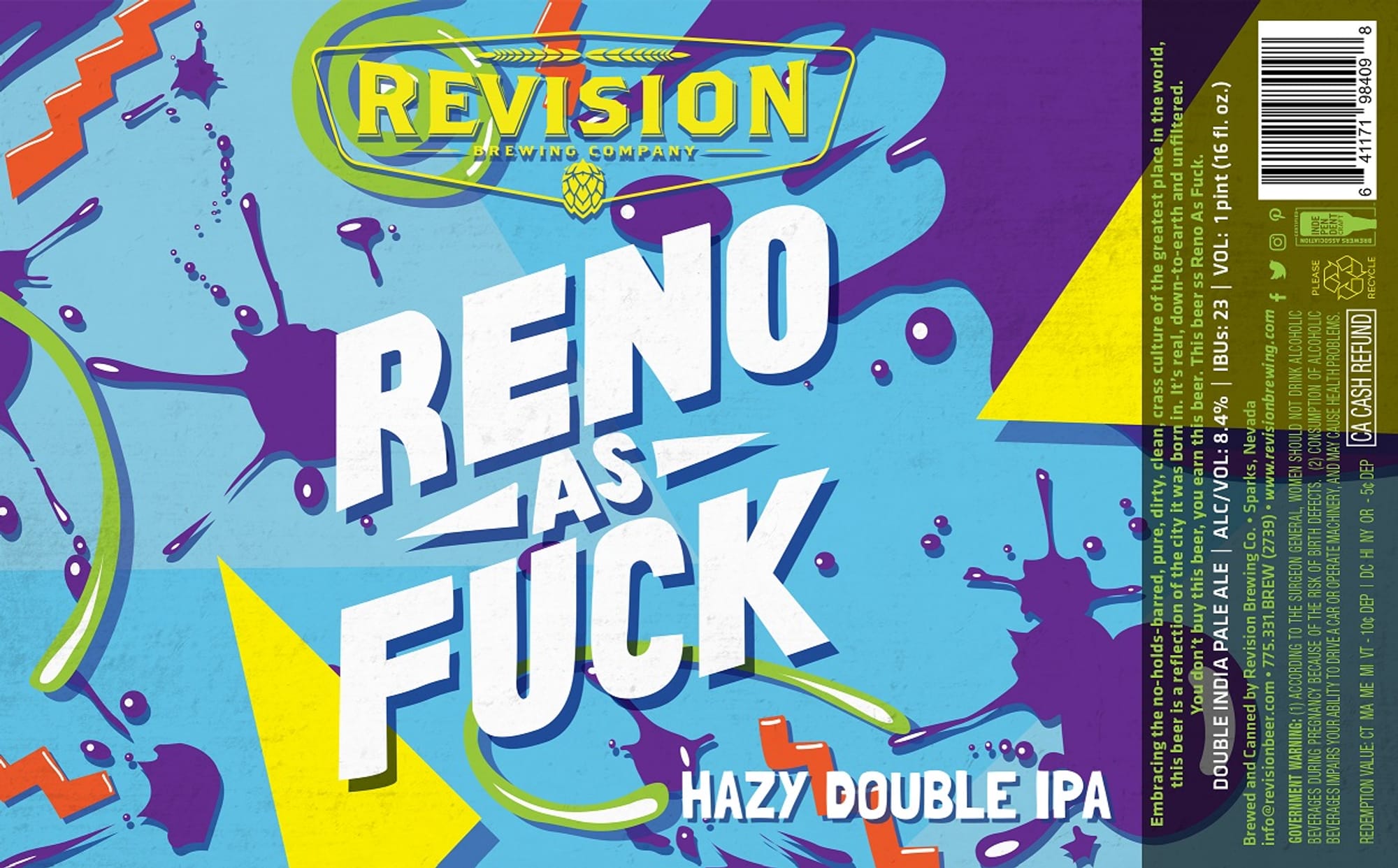 Reno as Fuck by Revision Brewing Co. - beer label
