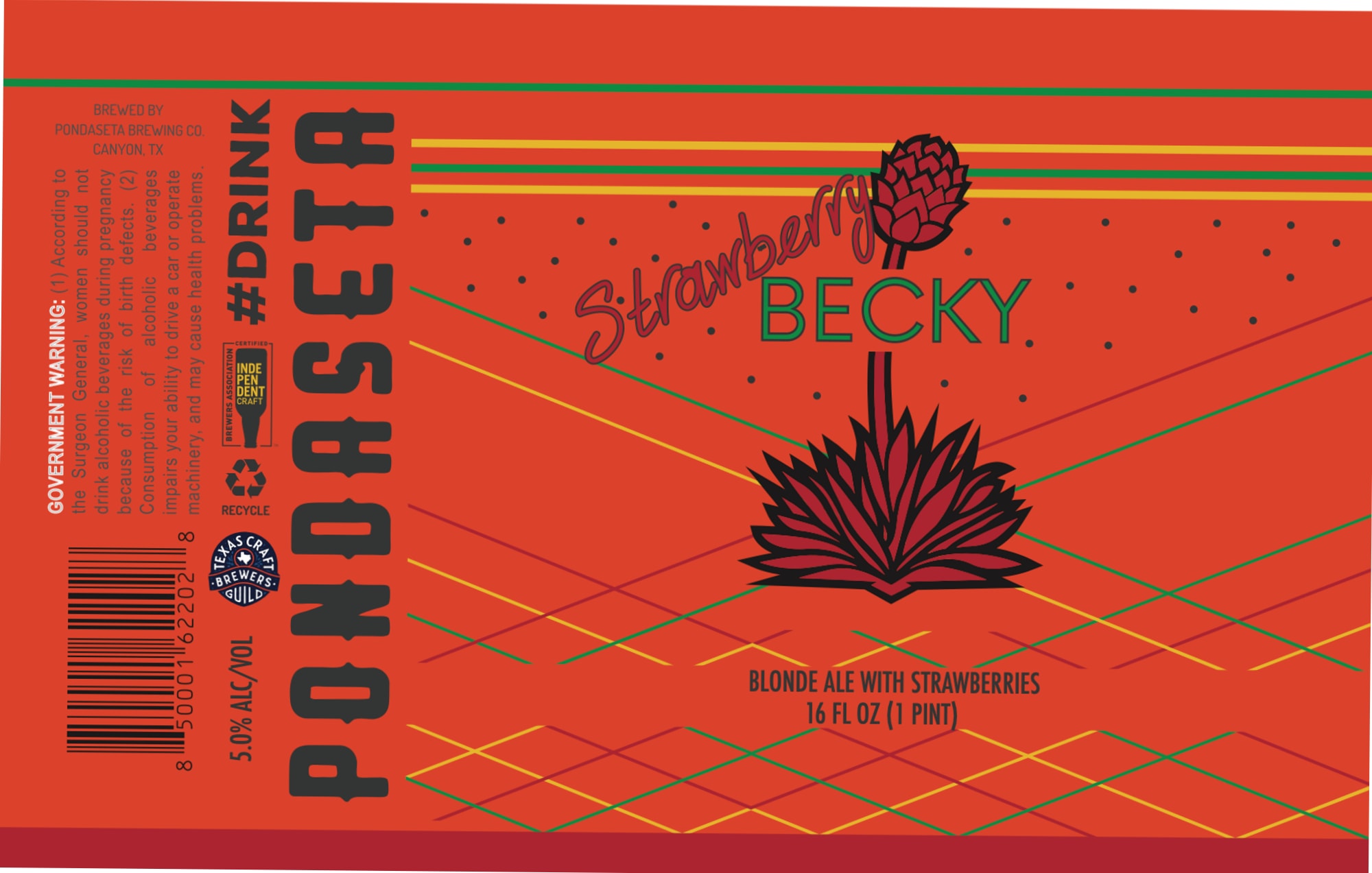 Reset A Strawberry Becky by Pondaseta Brewing Co. - beer label
