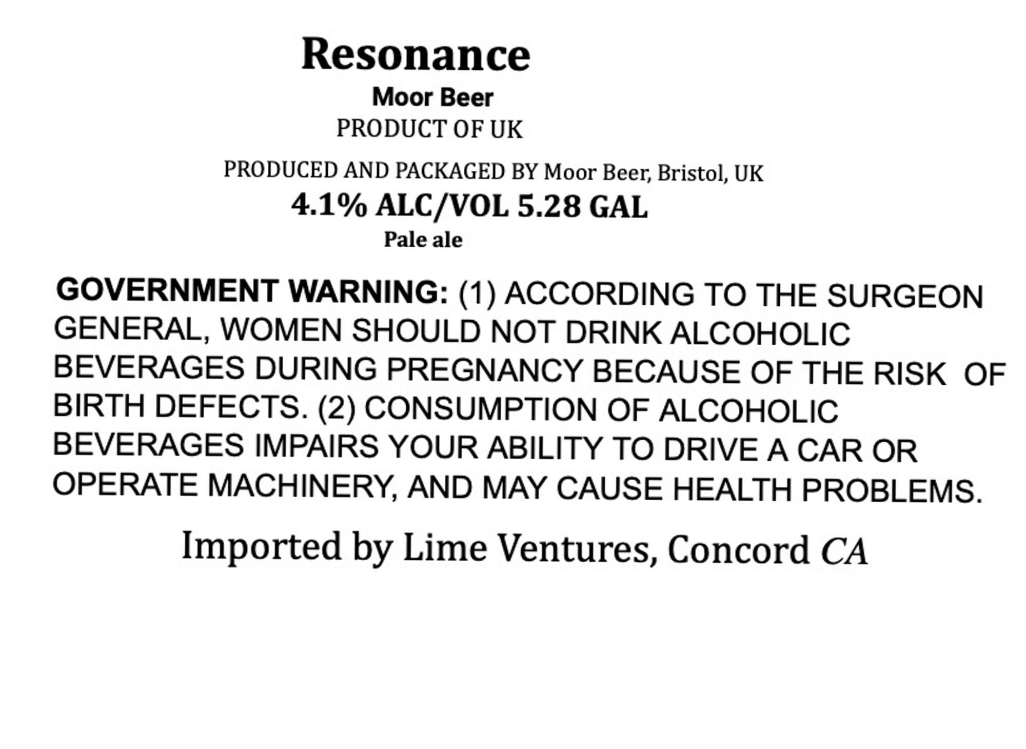 Resonance by Moor Beer - beer label