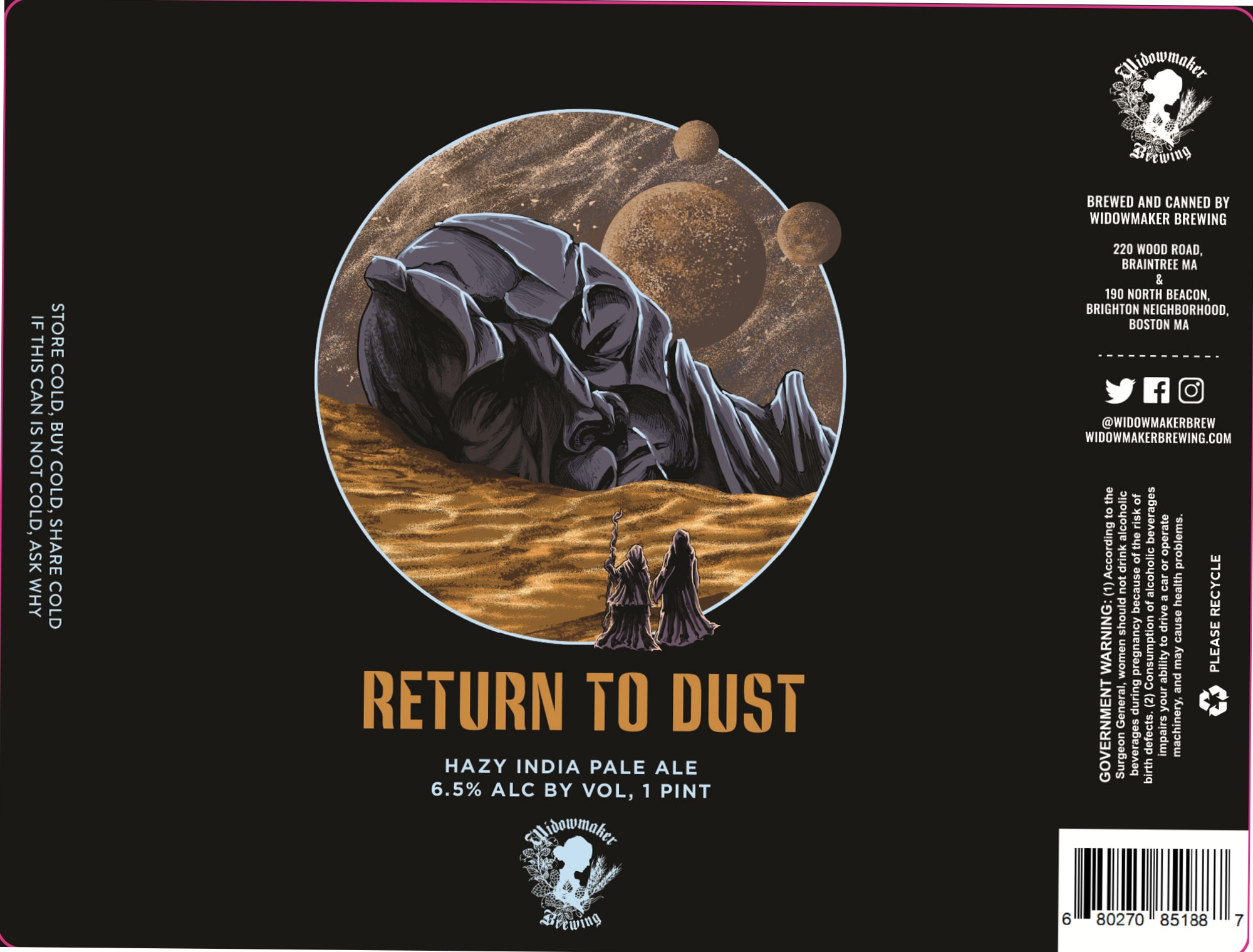 Return to Dust by Widowmaker Brewing - beer label