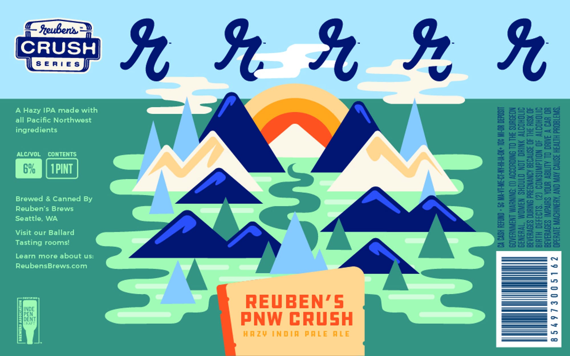 PNW Crush by Reuben's Brews - beer label