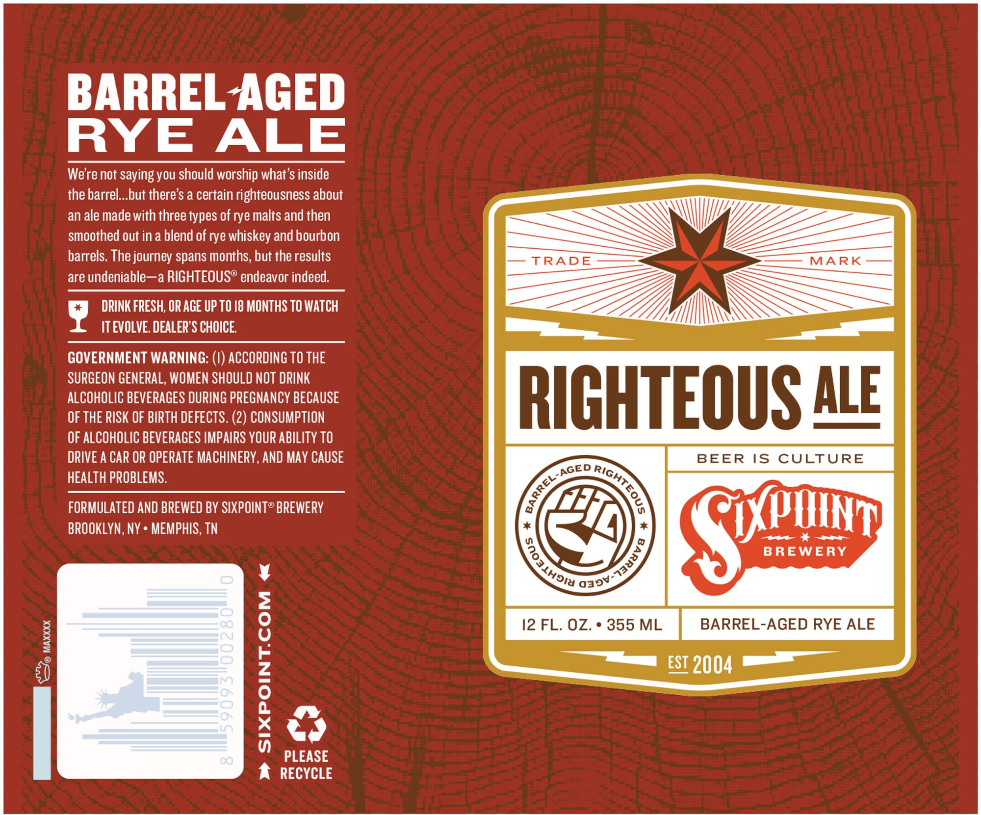 Righteous Ale by Sixpoint Brewery - beer label