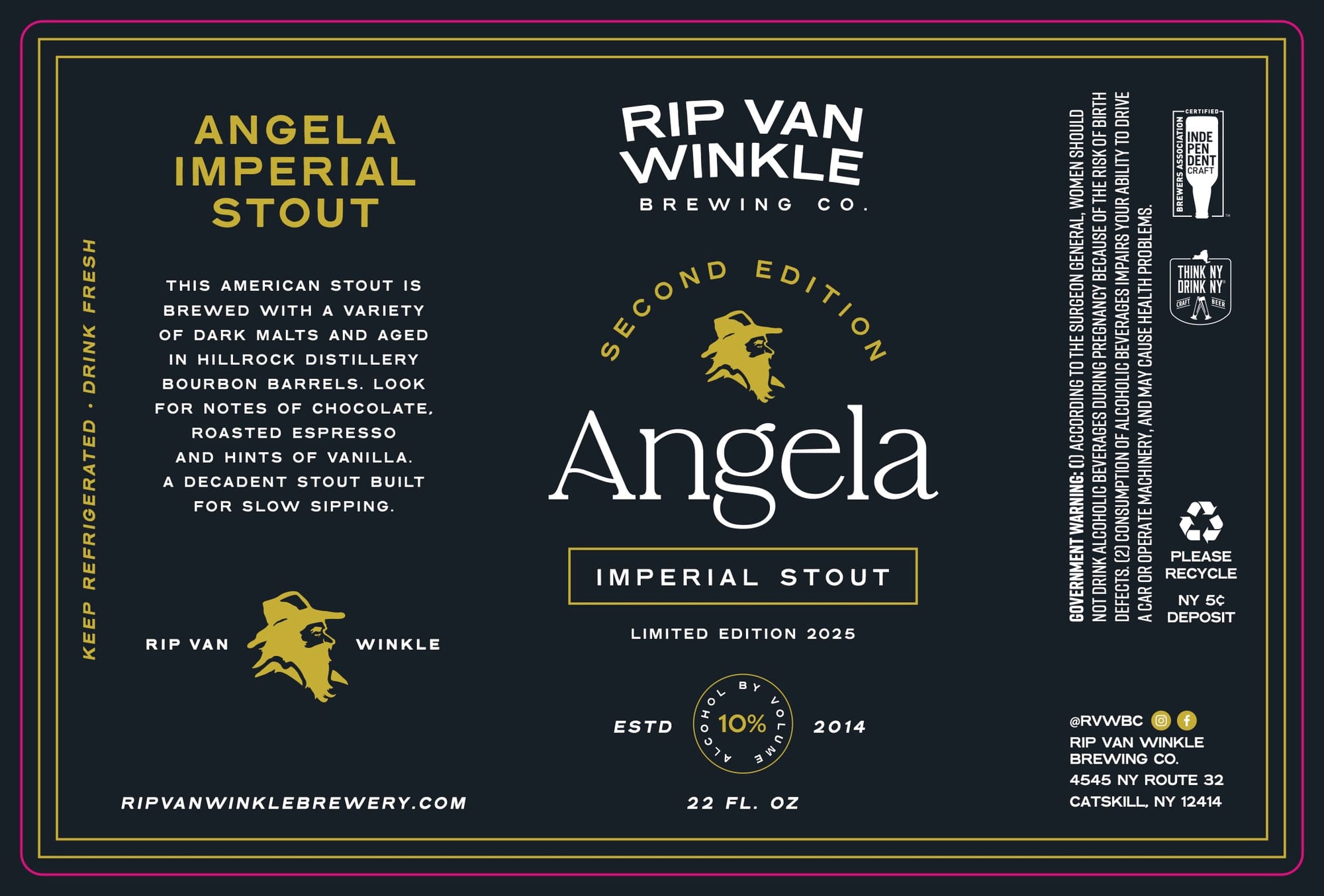 Angela Imperial Stout by Rip Van Winkle Brewing Co. - beer label